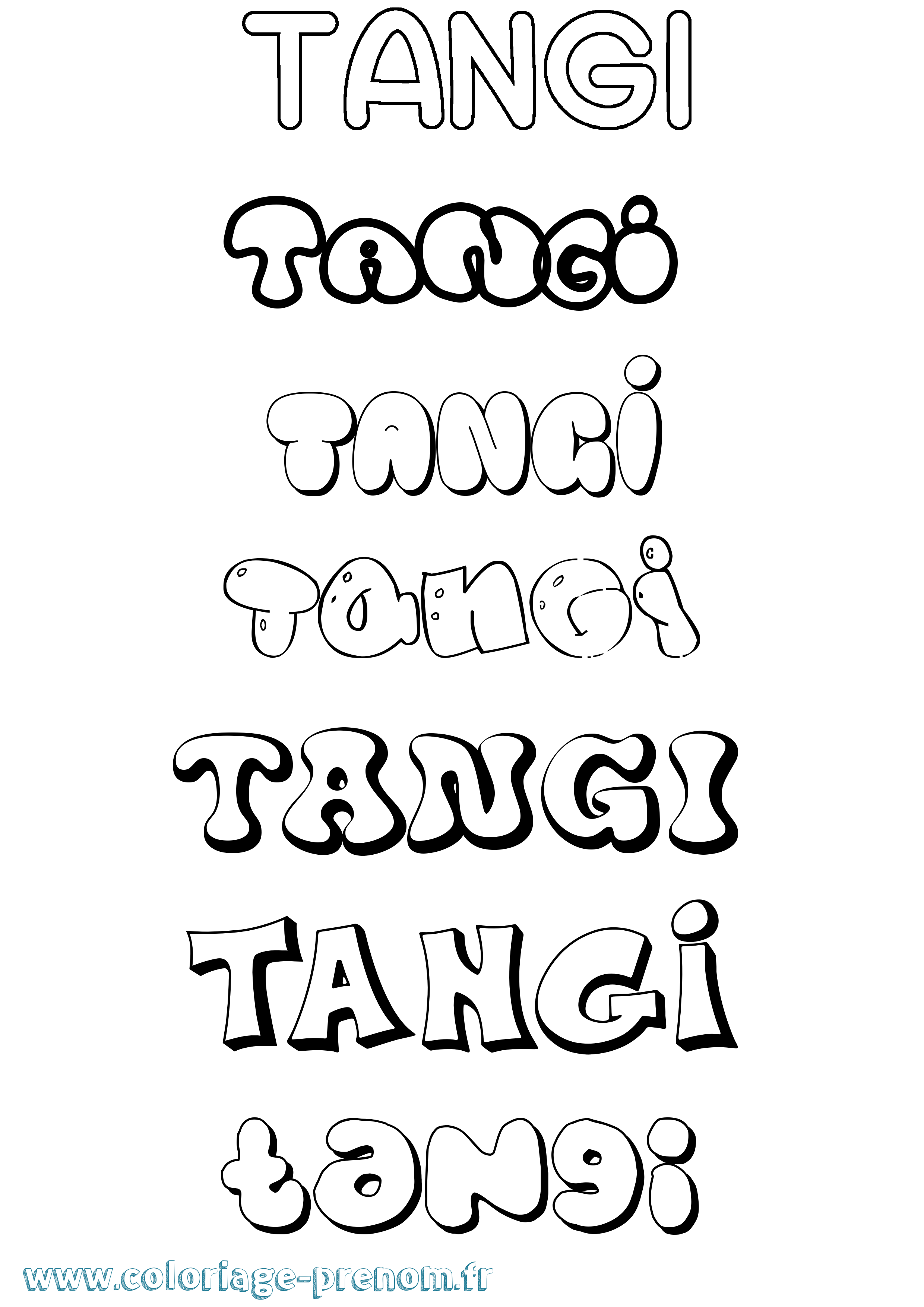 Coloriage prénom Tangi Bubble