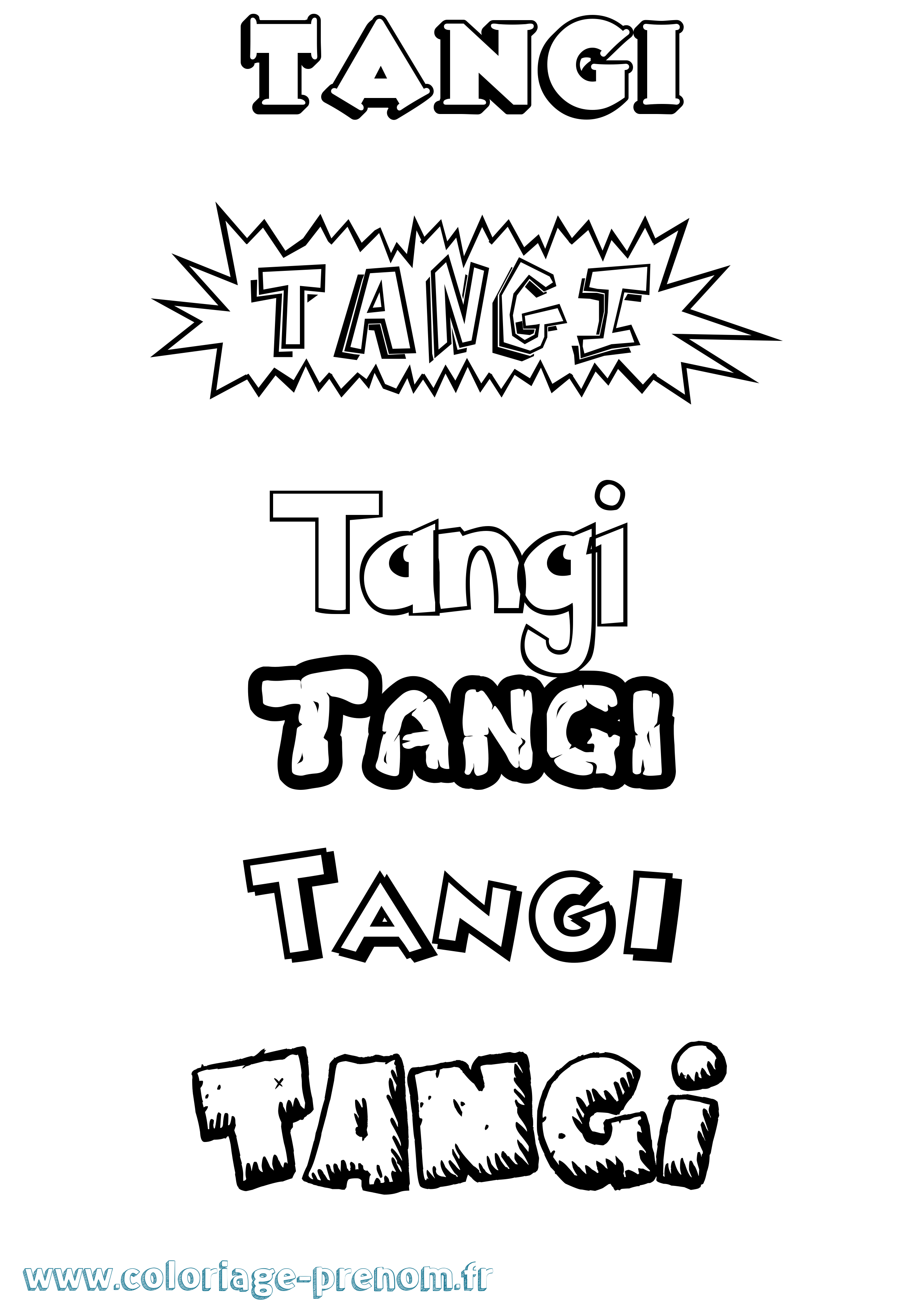 Coloriage prénom Tangi Dessin Animé
