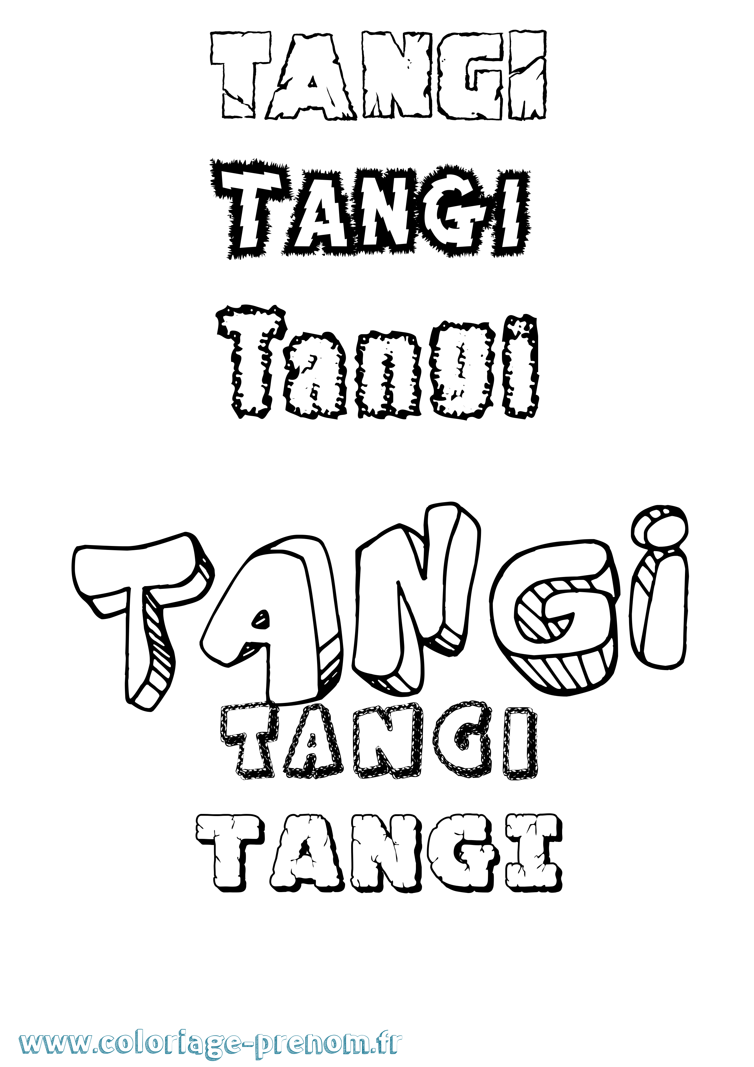 Coloriage prénom Tangi Destructuré