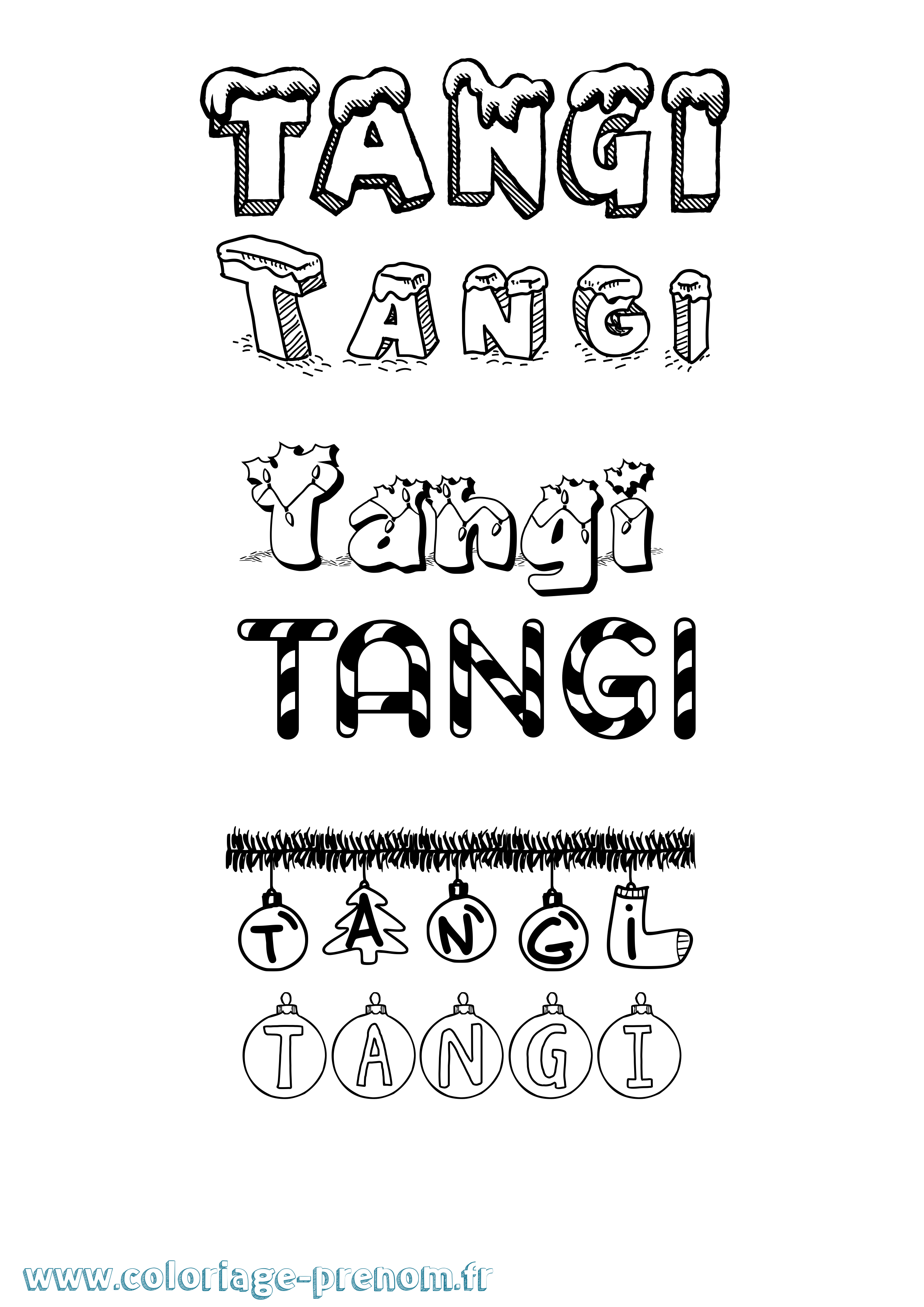 Coloriage prénom Tangi Noël