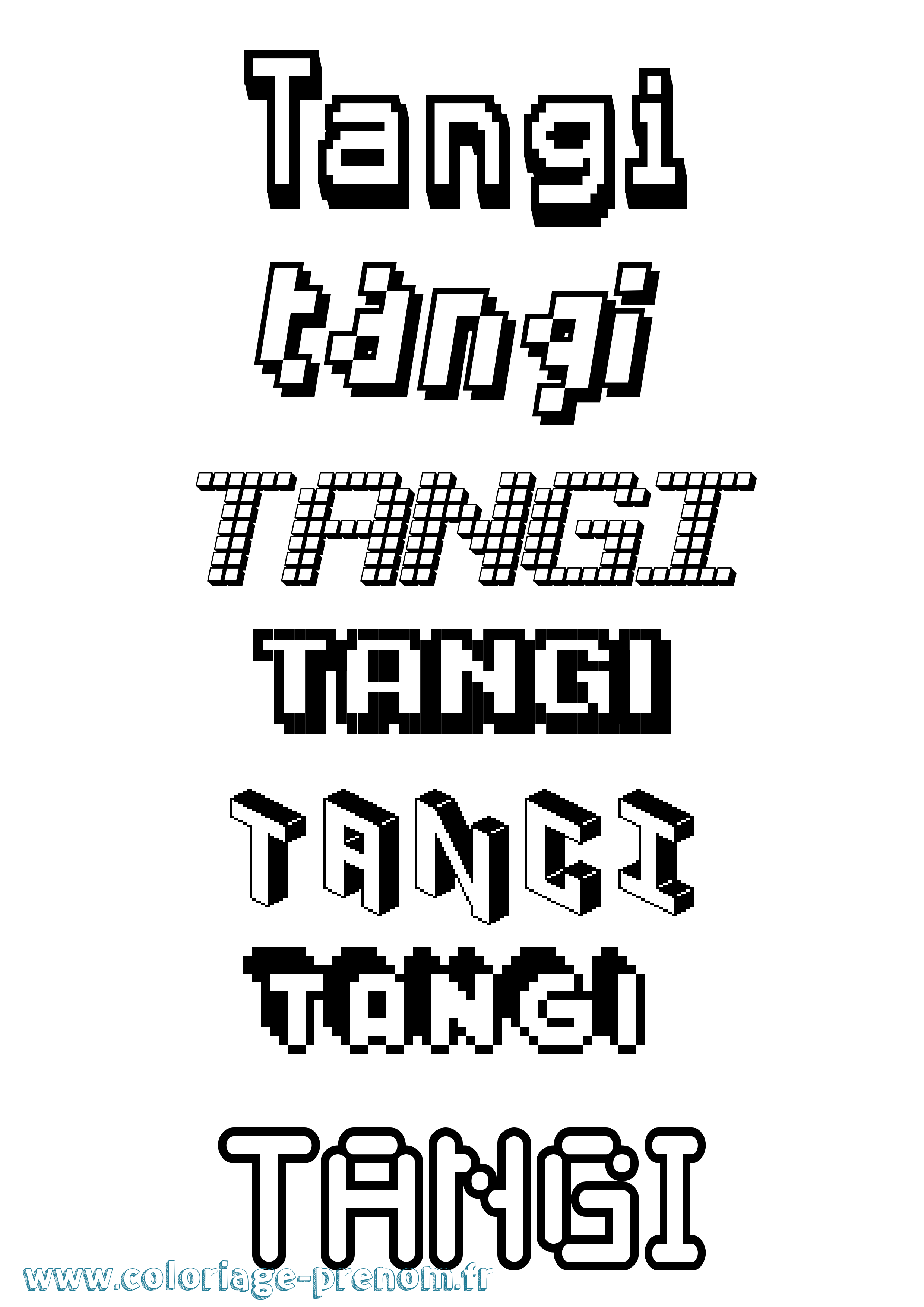 Coloriage prénom Tangi Pixel