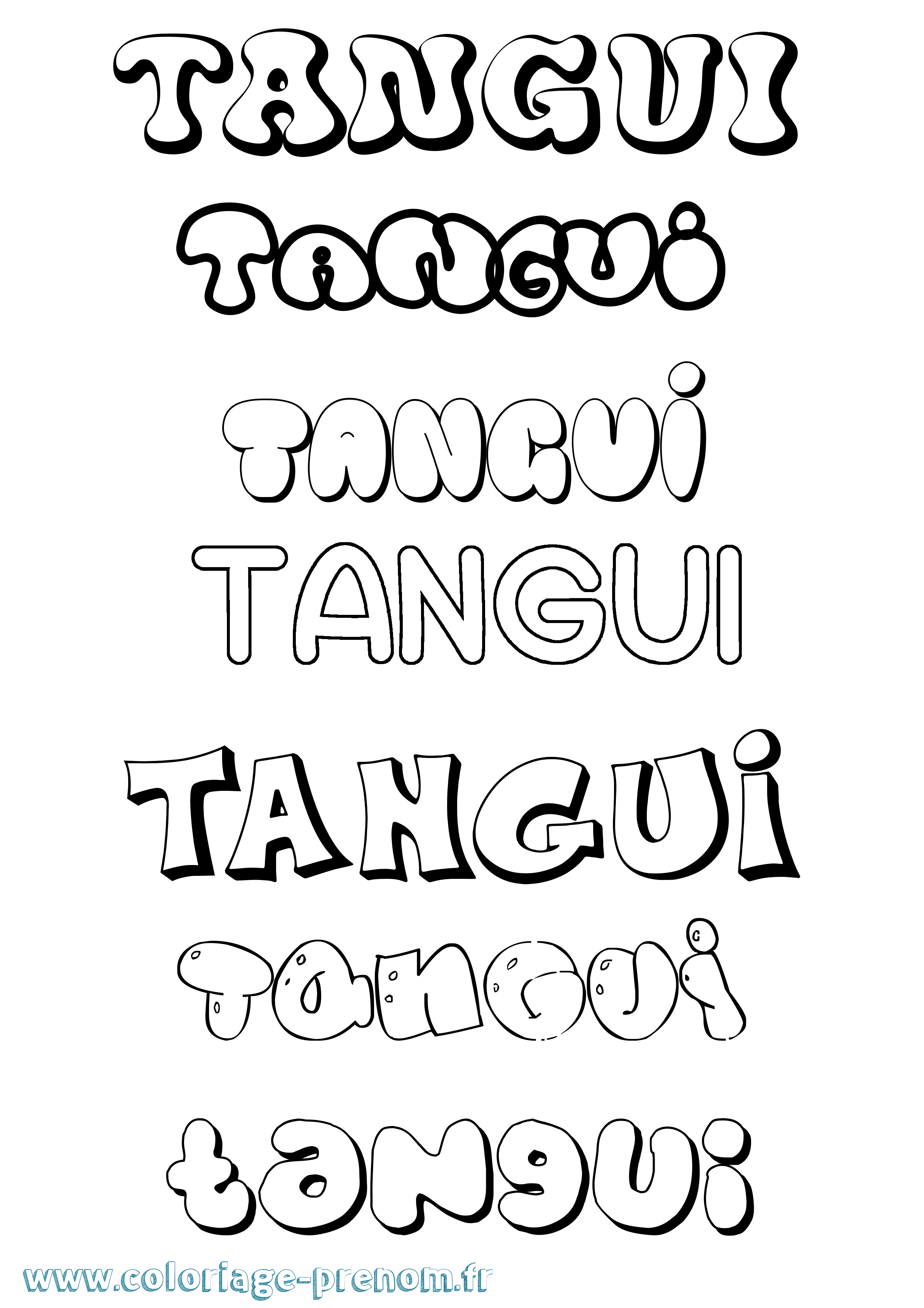 Coloriage prénom Tangui Bubble