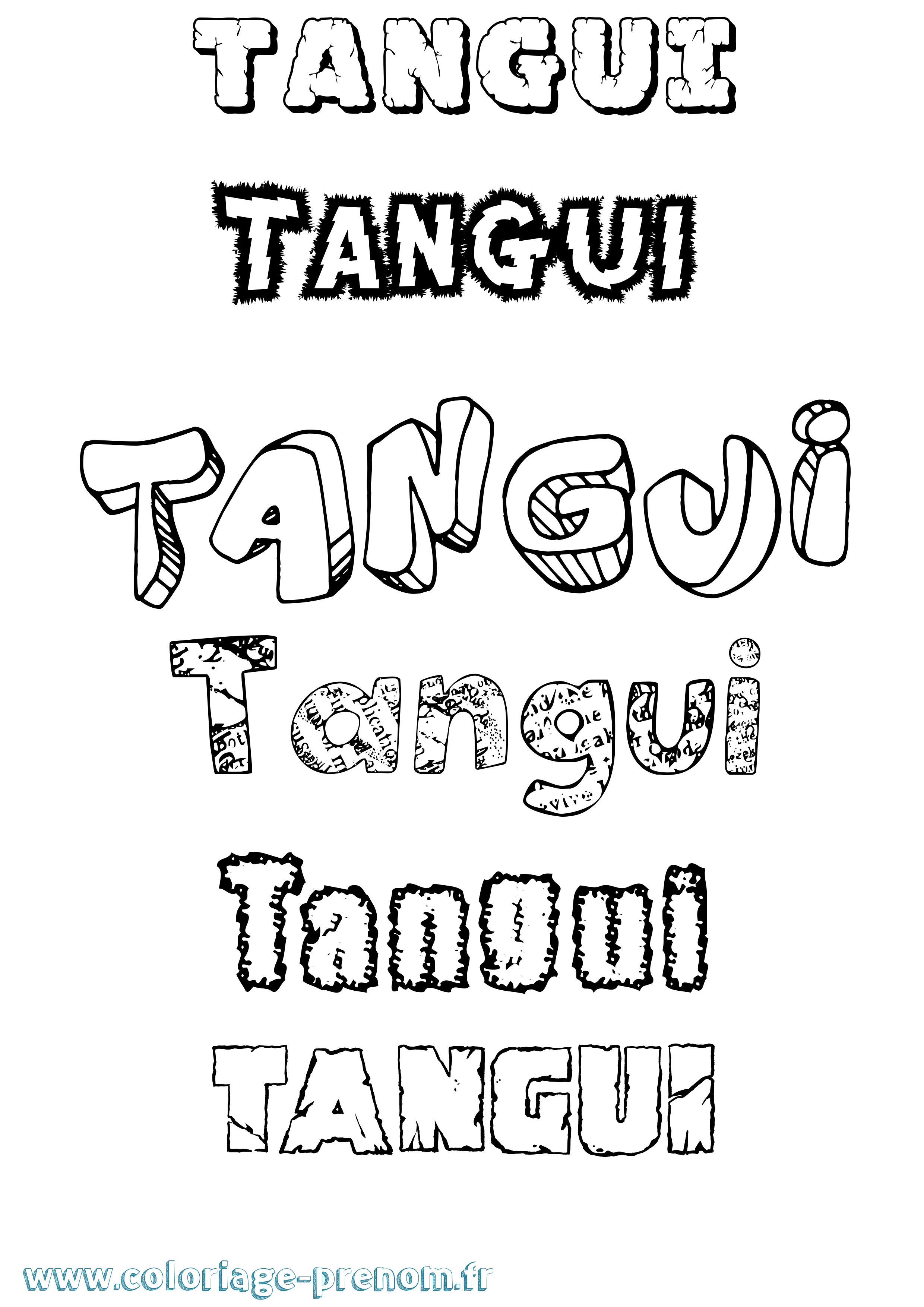 Coloriage prénom Tangui Destructuré