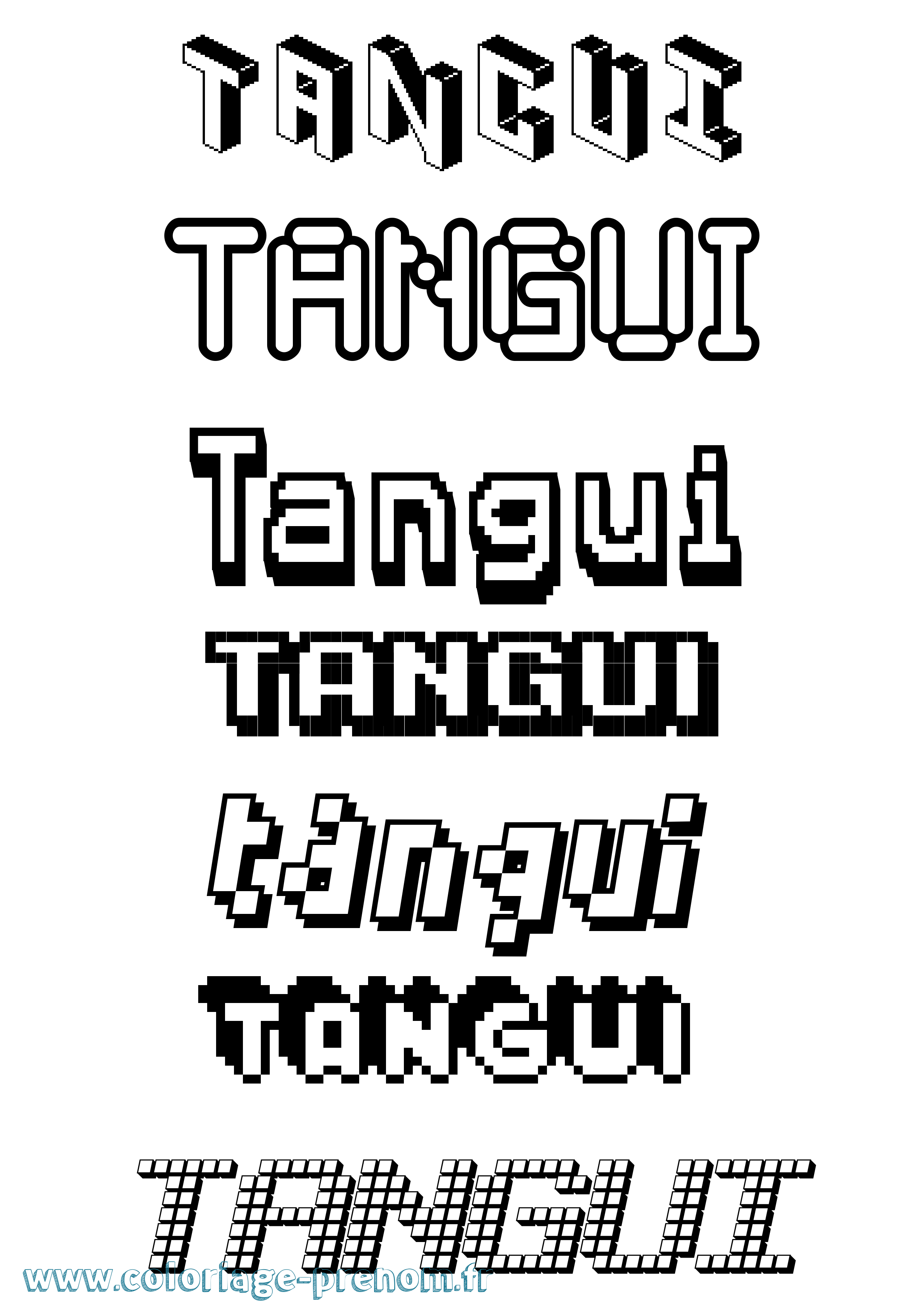 Coloriage prénom Tangui Pixel