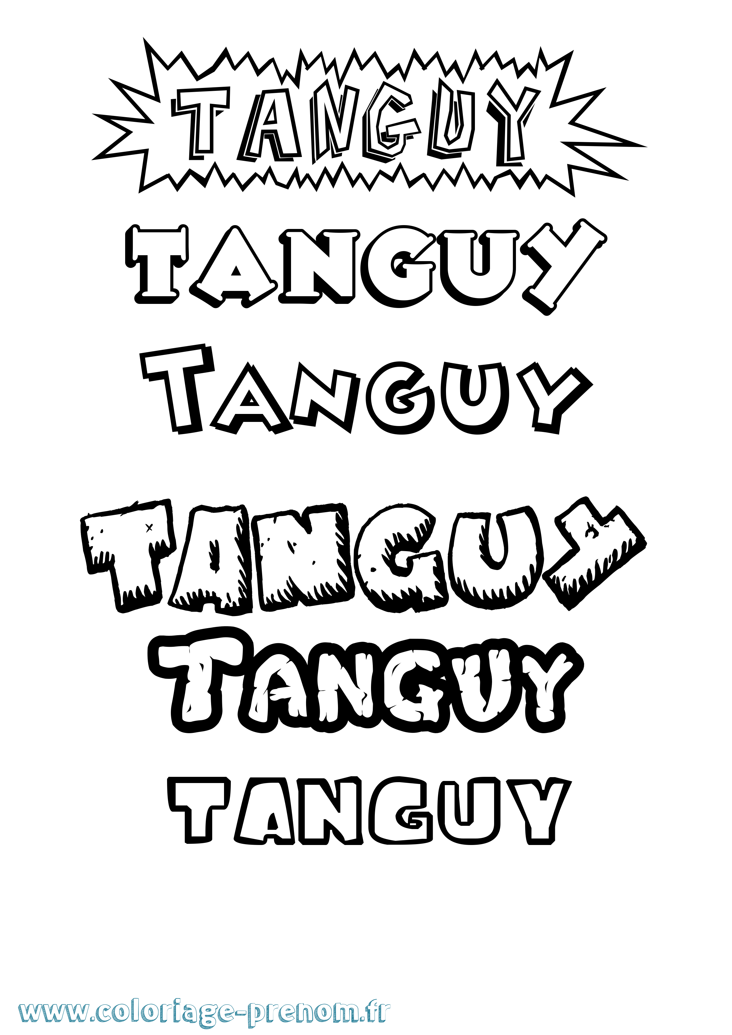 Coloriage prénom Tanguy Dessin Animé