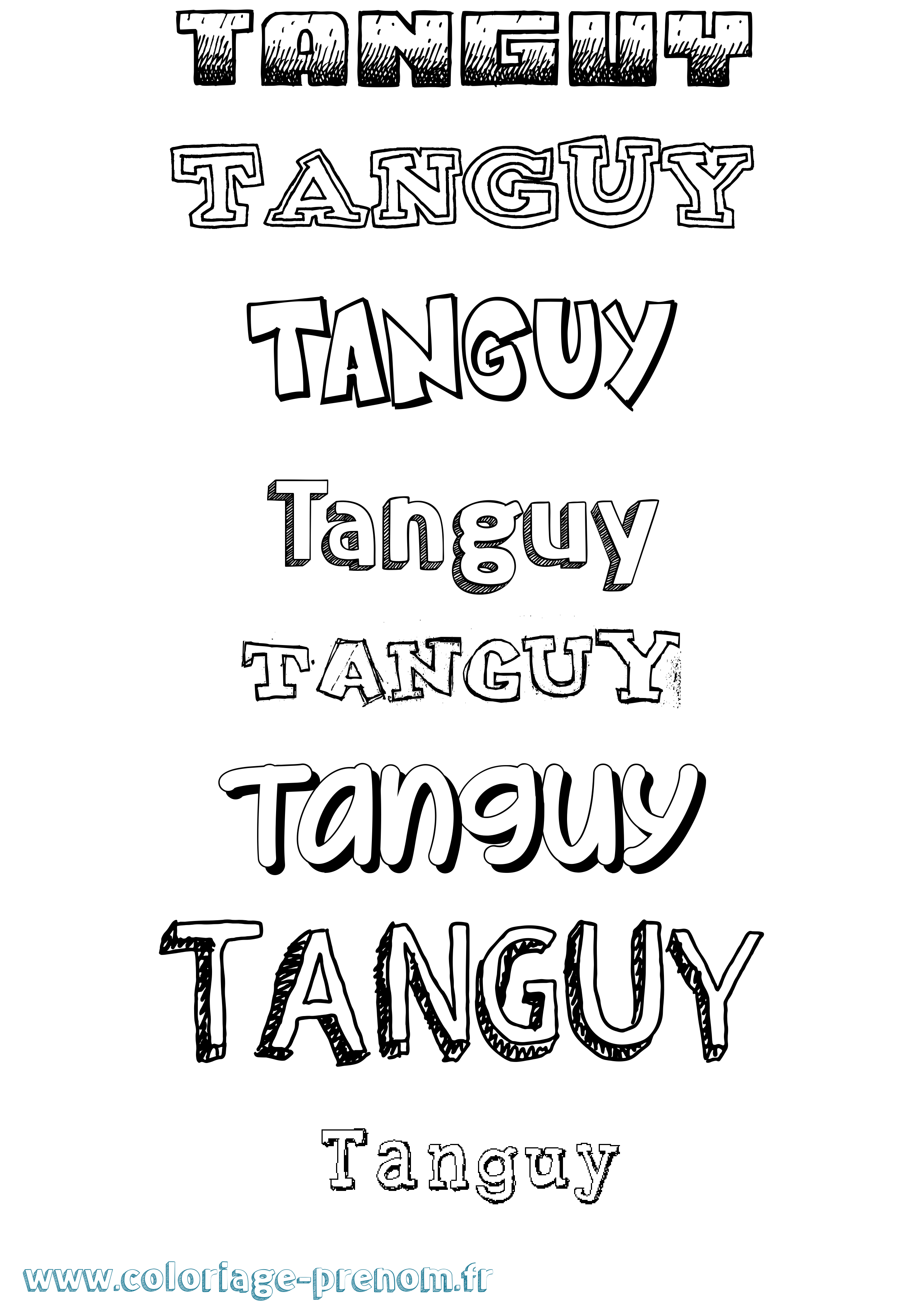 Coloriage prénom Tanguy Dessiné