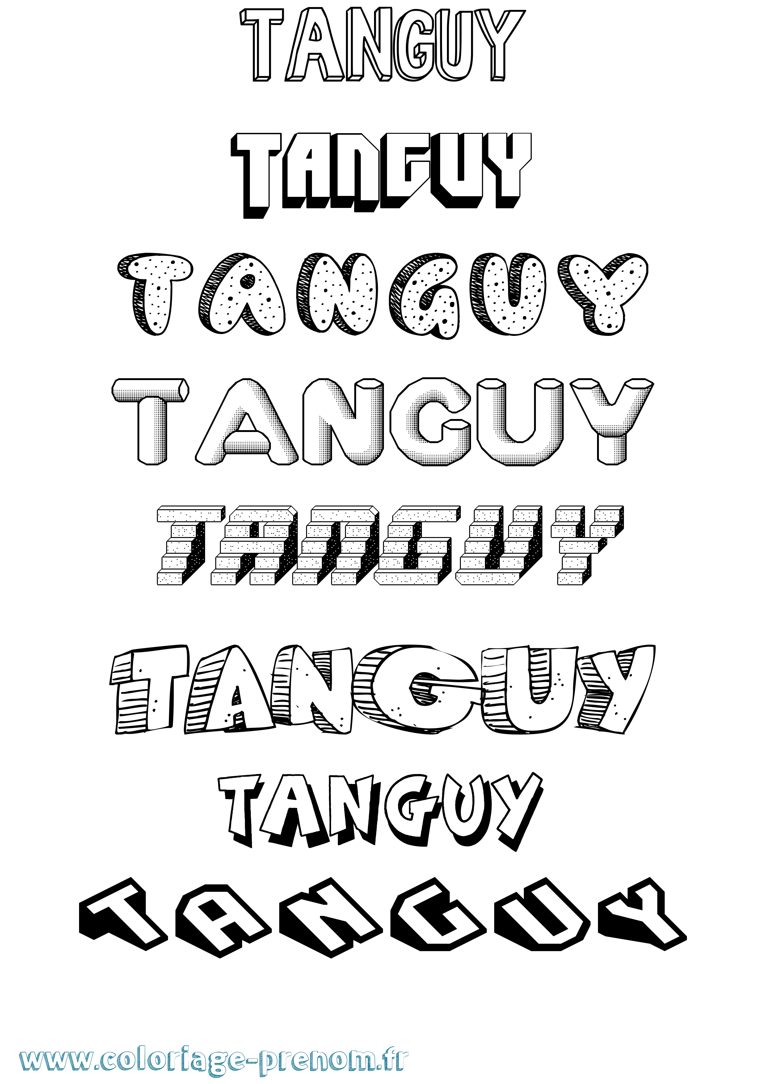 Coloriage prénom Tanguy Effet 3D