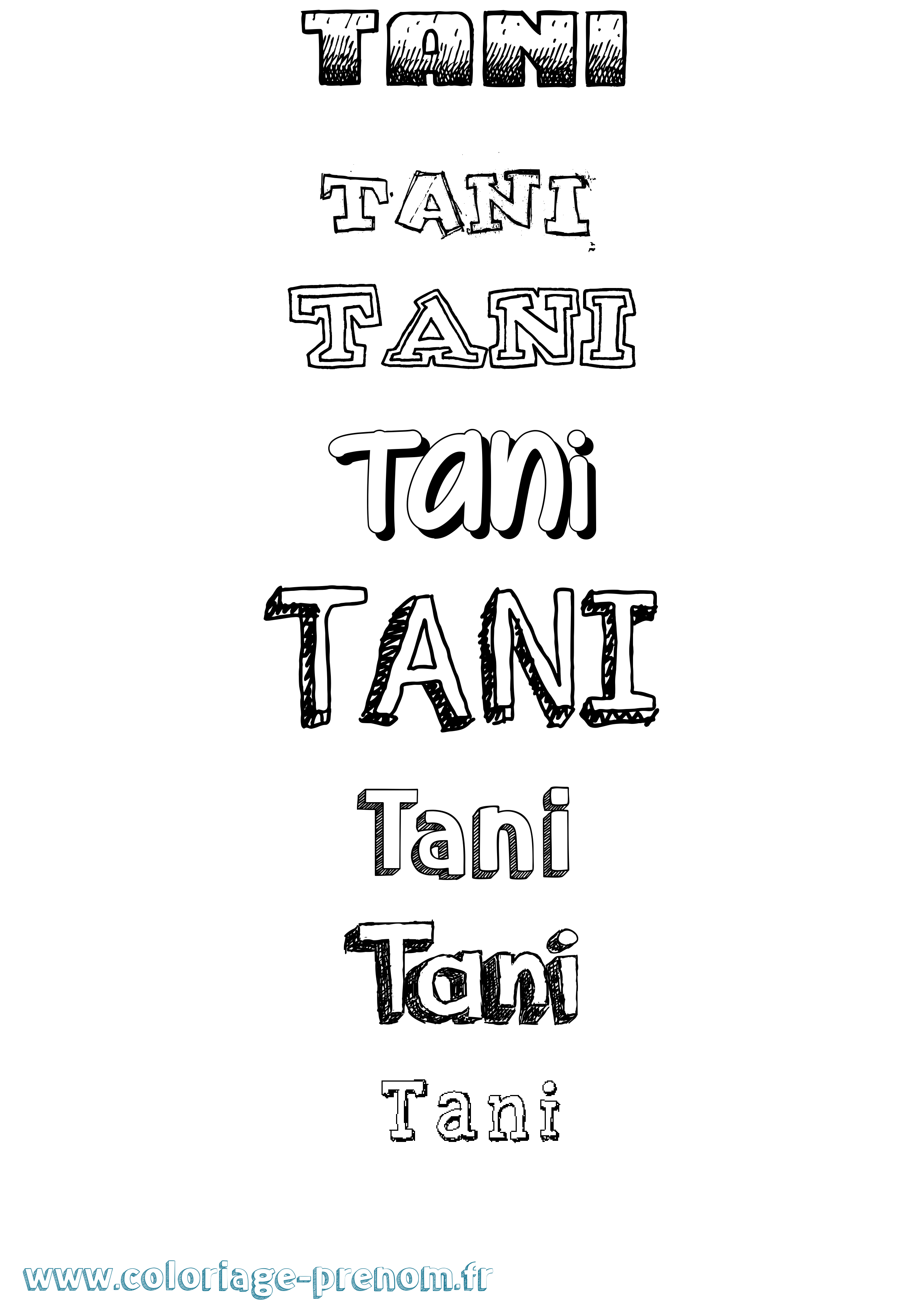 Coloriage prénom Tani Dessiné