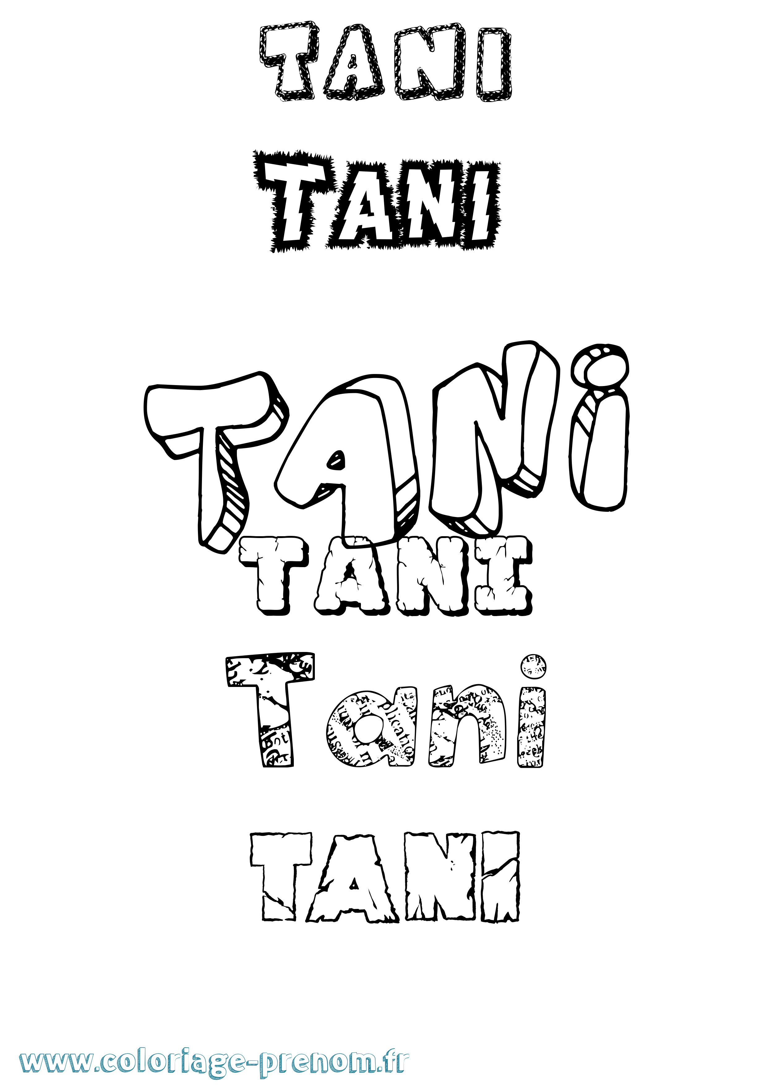 Coloriage prénom Tani Destructuré