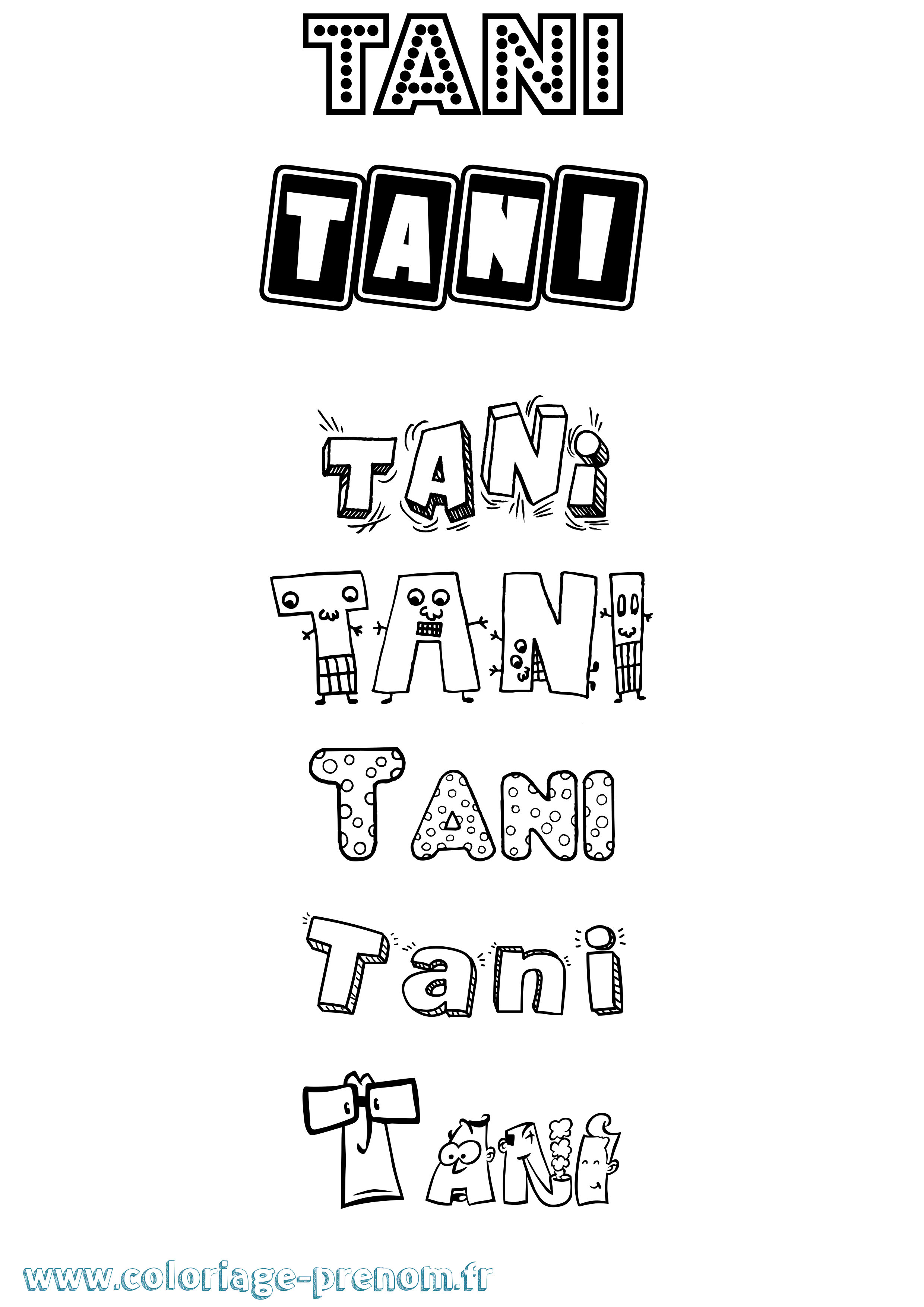Coloriage prénom Tani Fun