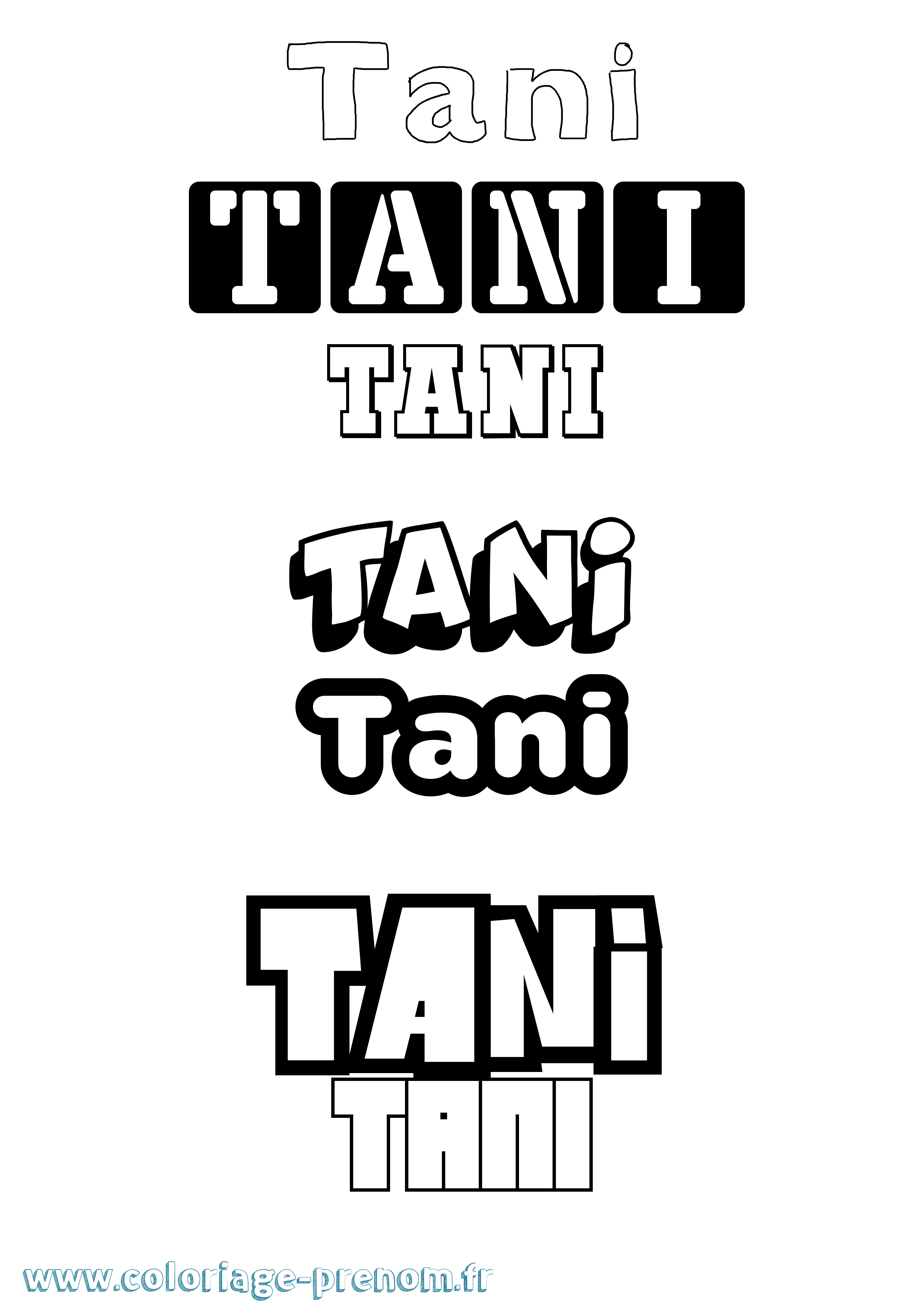 Coloriage prénom Tani Simple
