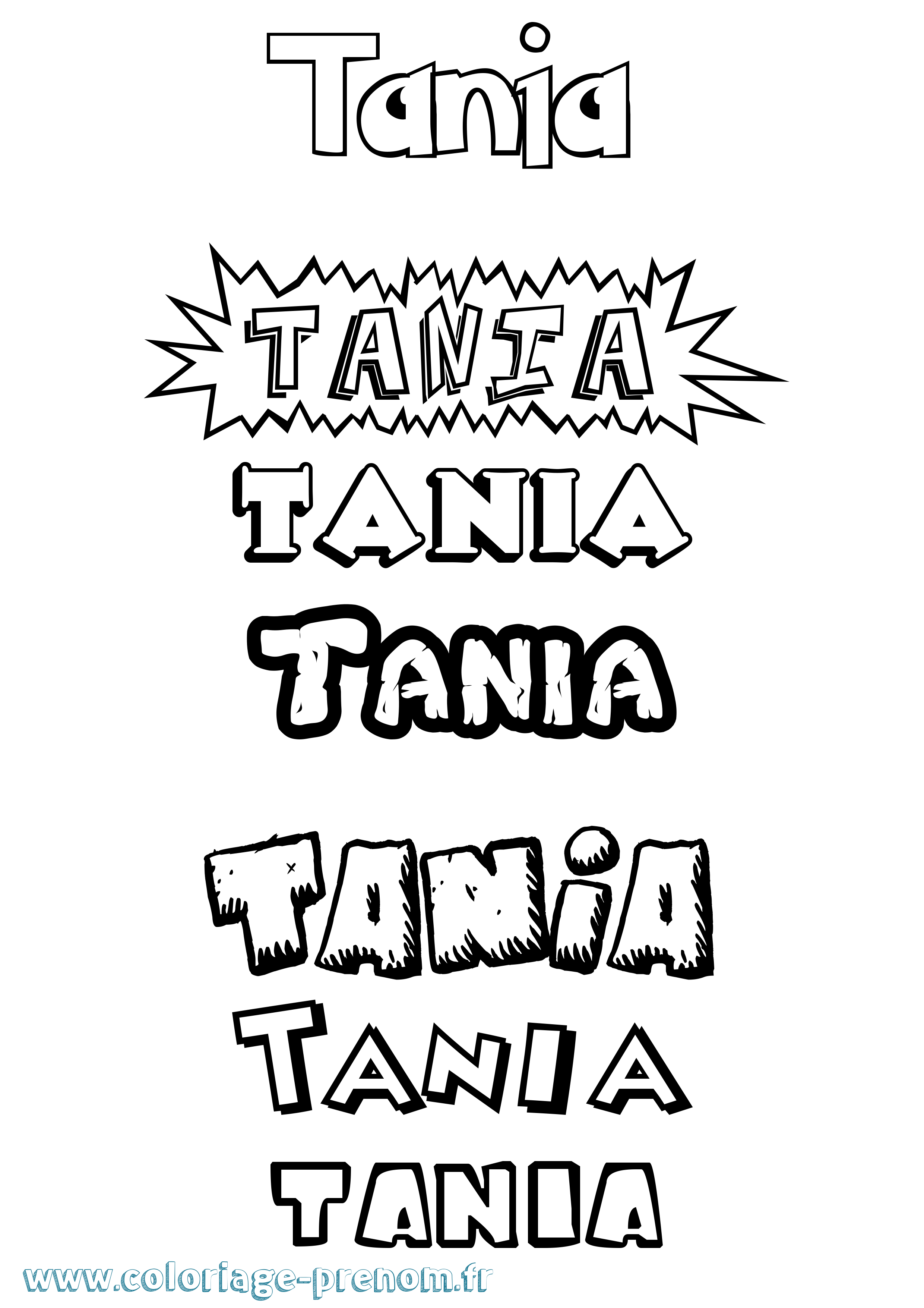 Coloriage prénom Tania Dessin Animé