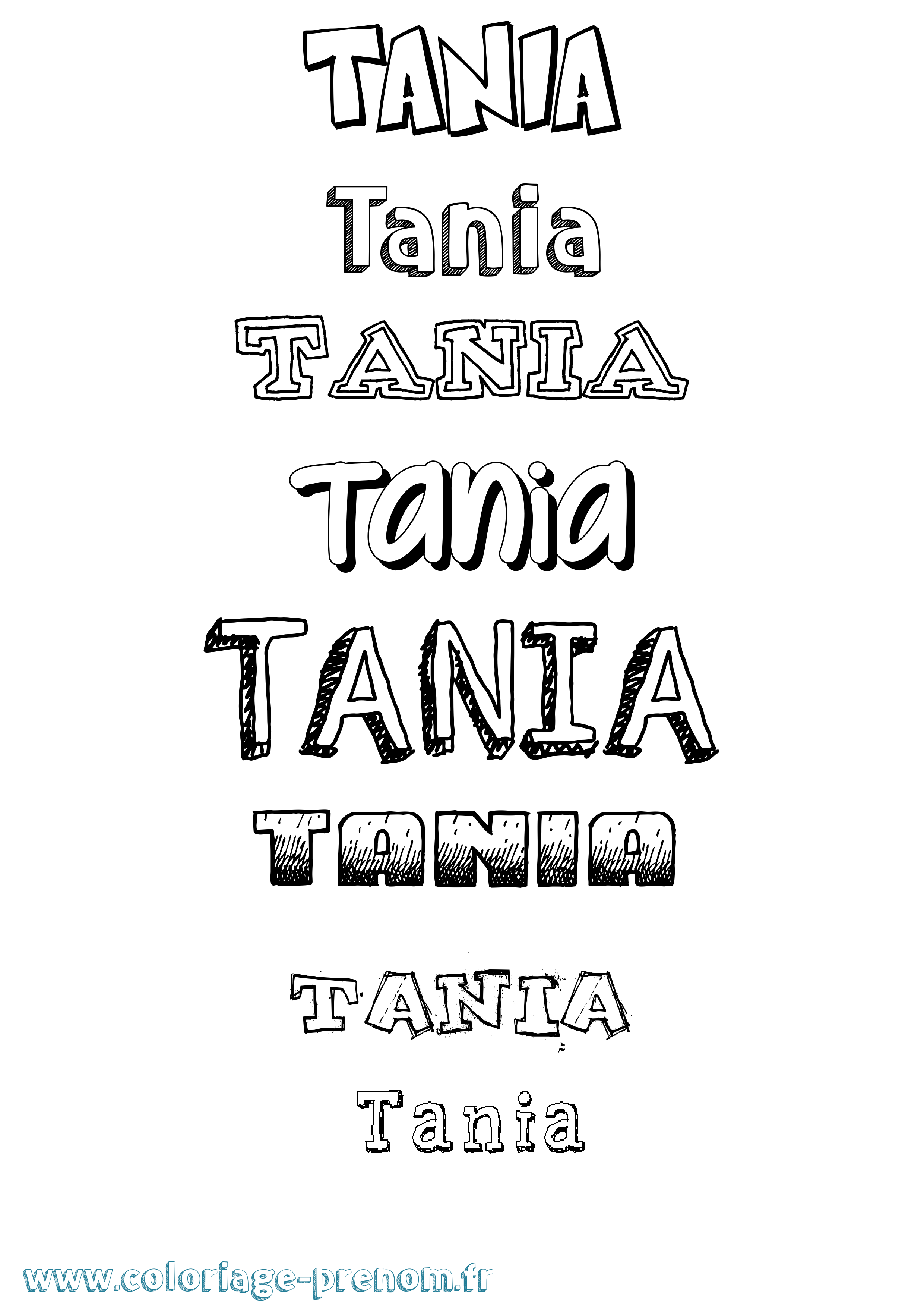 Coloriage prénom Tania Dessiné