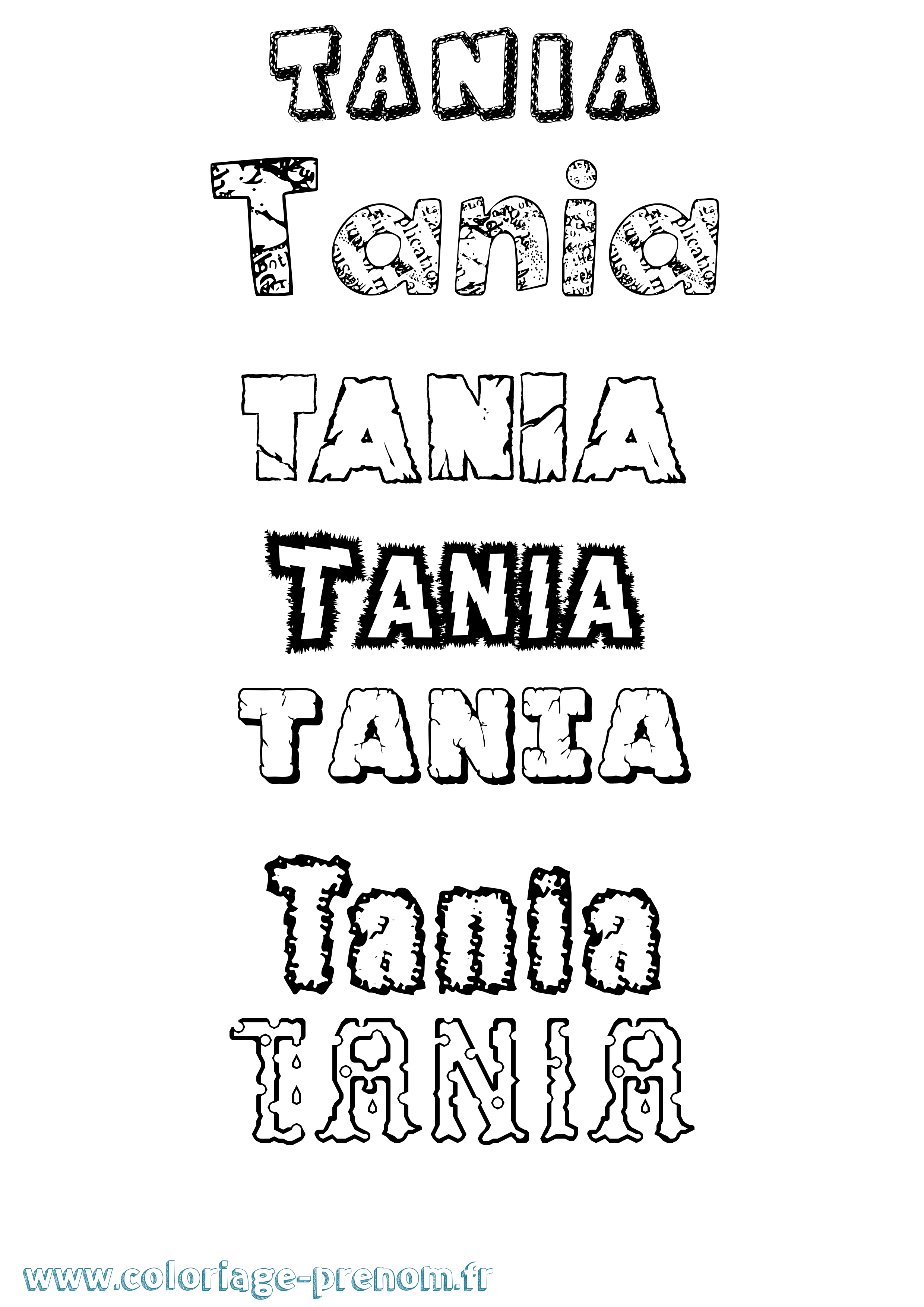 Coloriage prénom Tania Destructuré