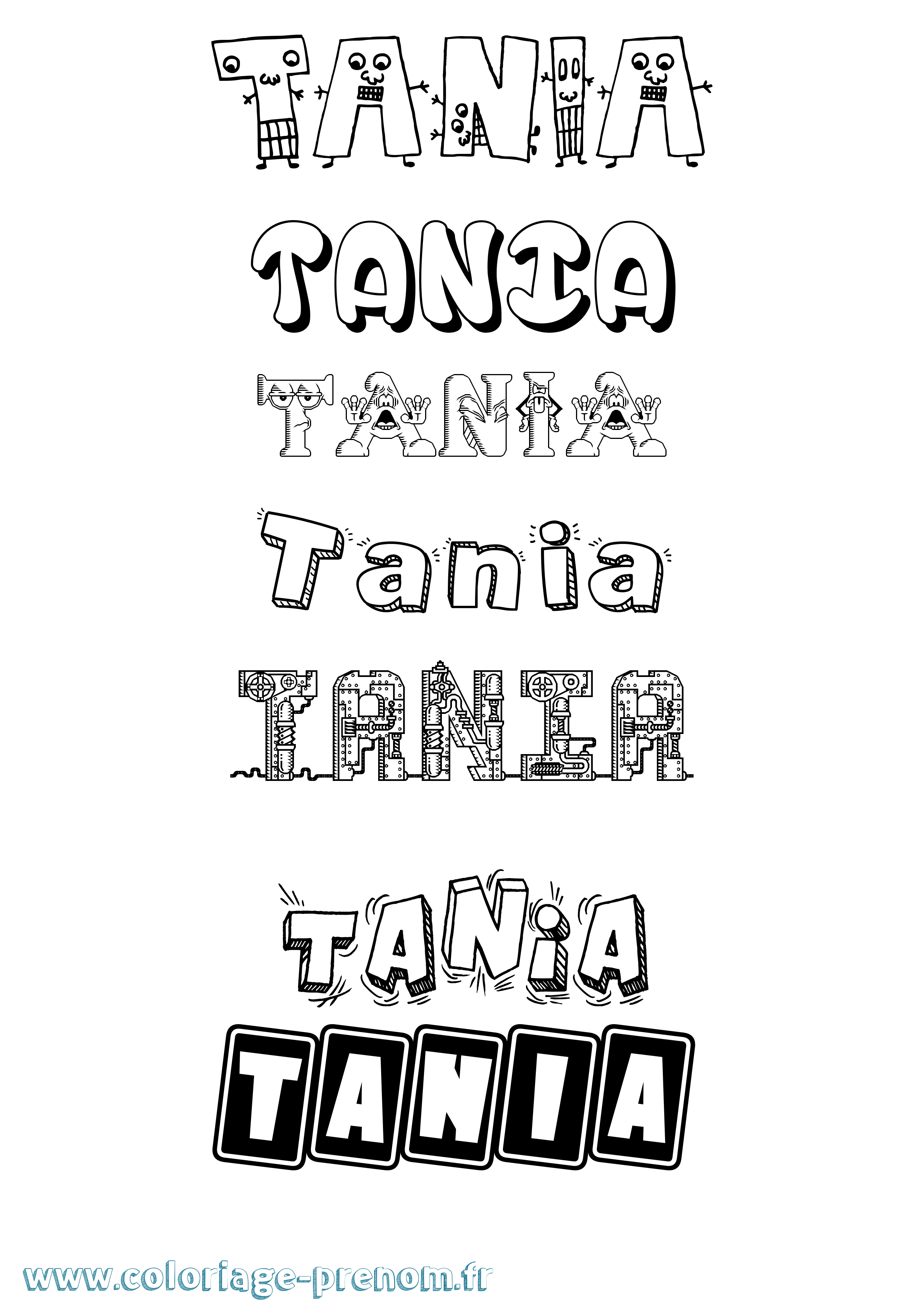 Coloriage prénom Tania Fun