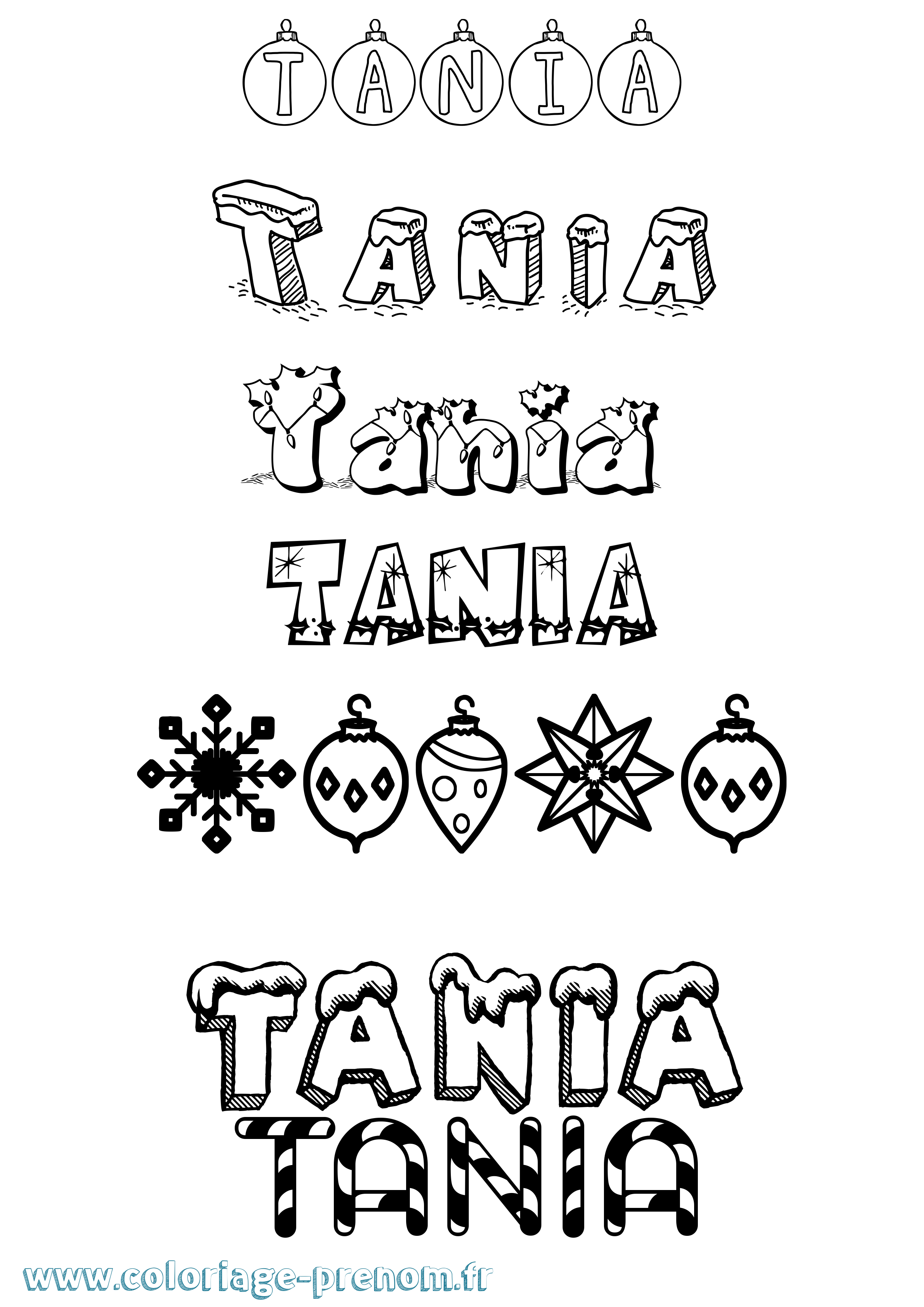 Coloriage prénom Tania Noël