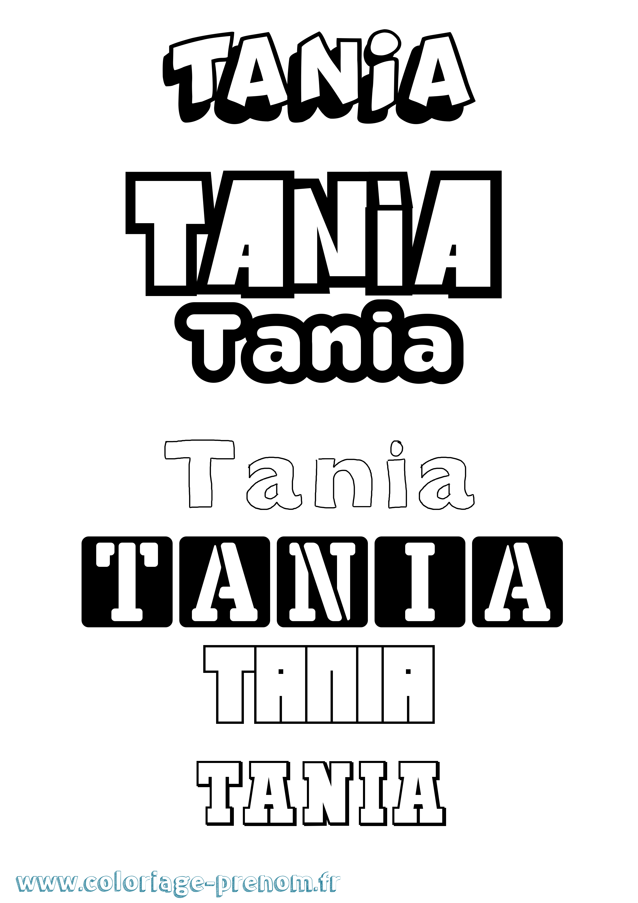 Coloriage prénom Tania Simple