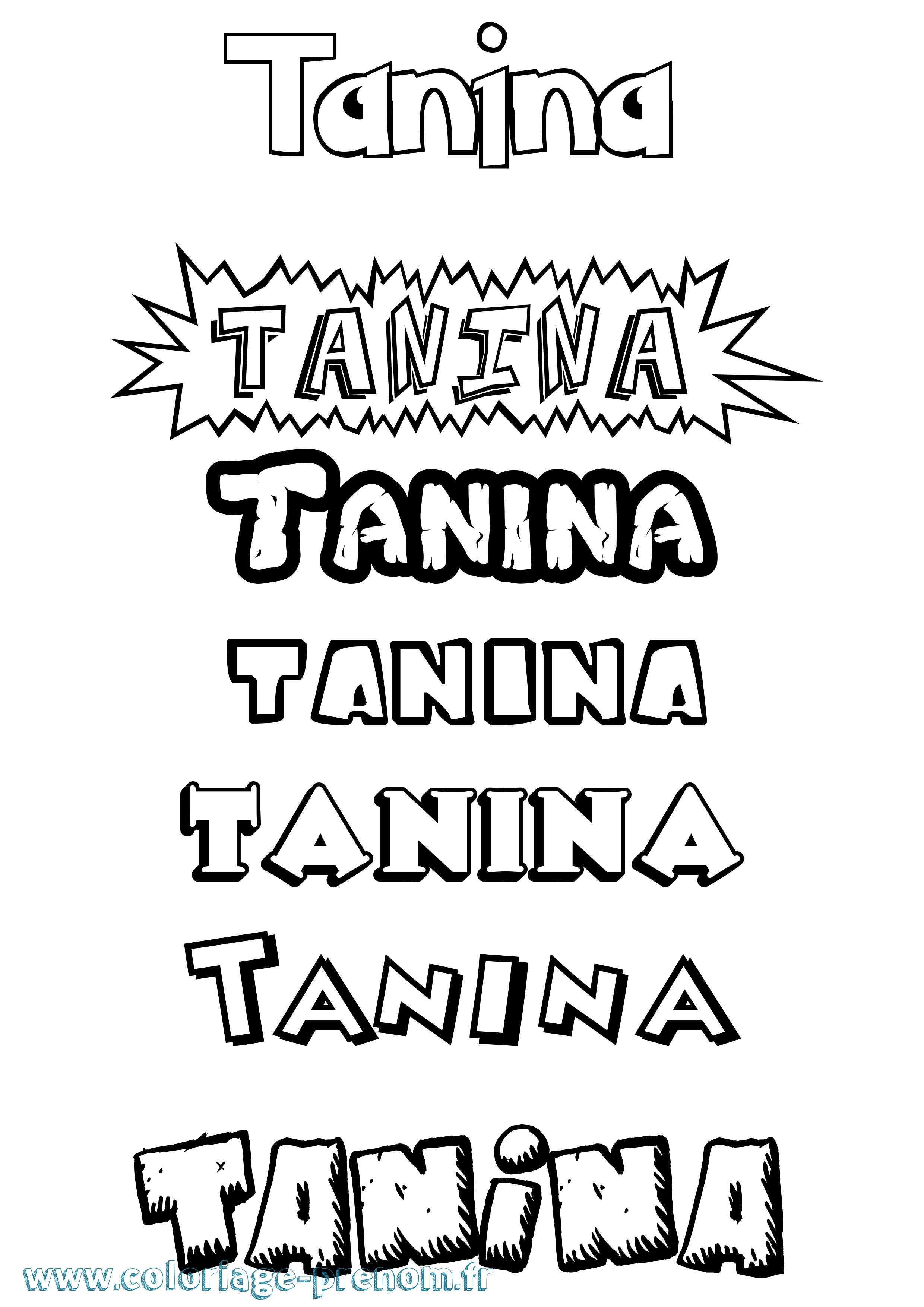 Coloriage prénom Tanina Dessin Animé