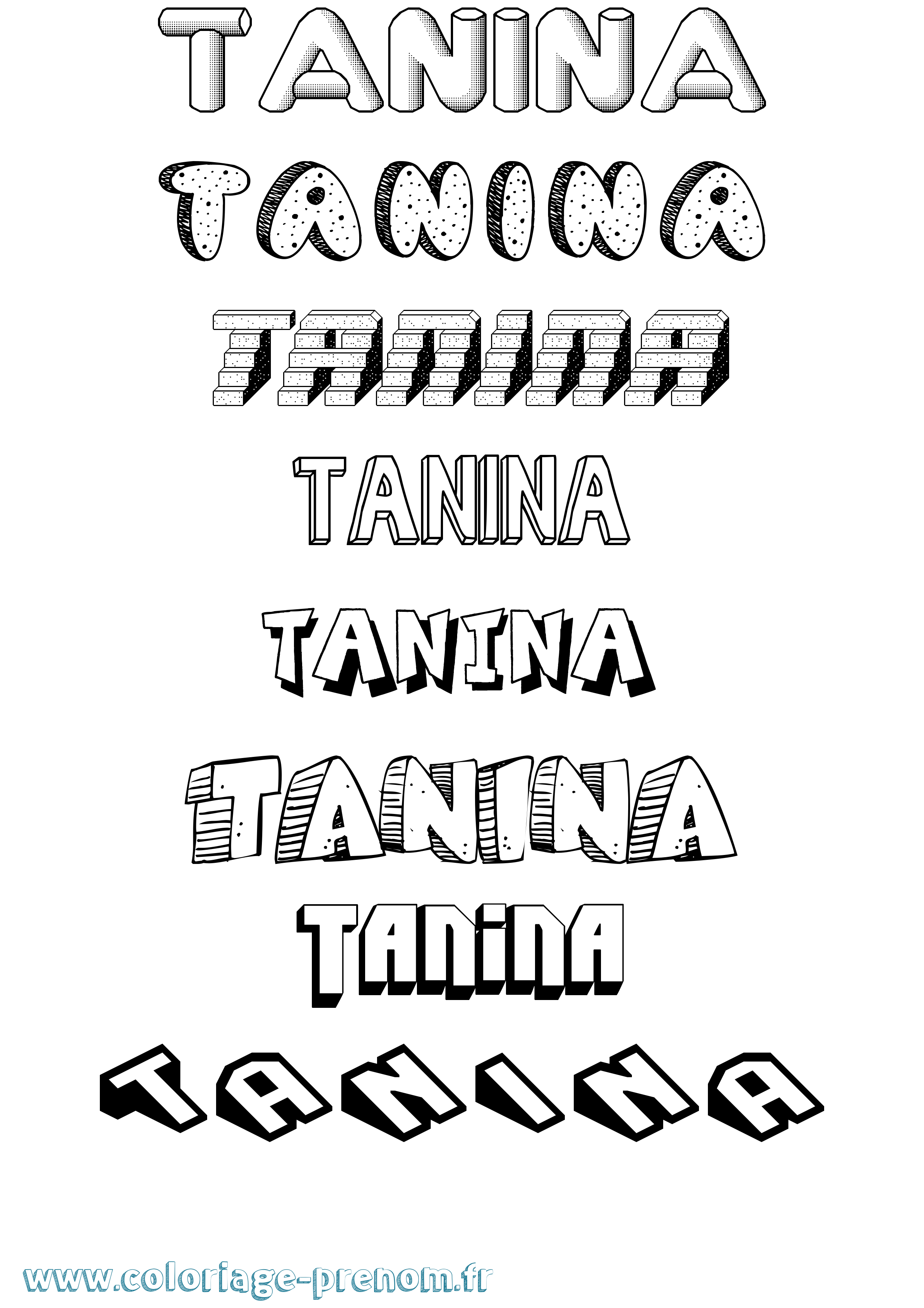 Coloriage prénom Tanina Effet 3D