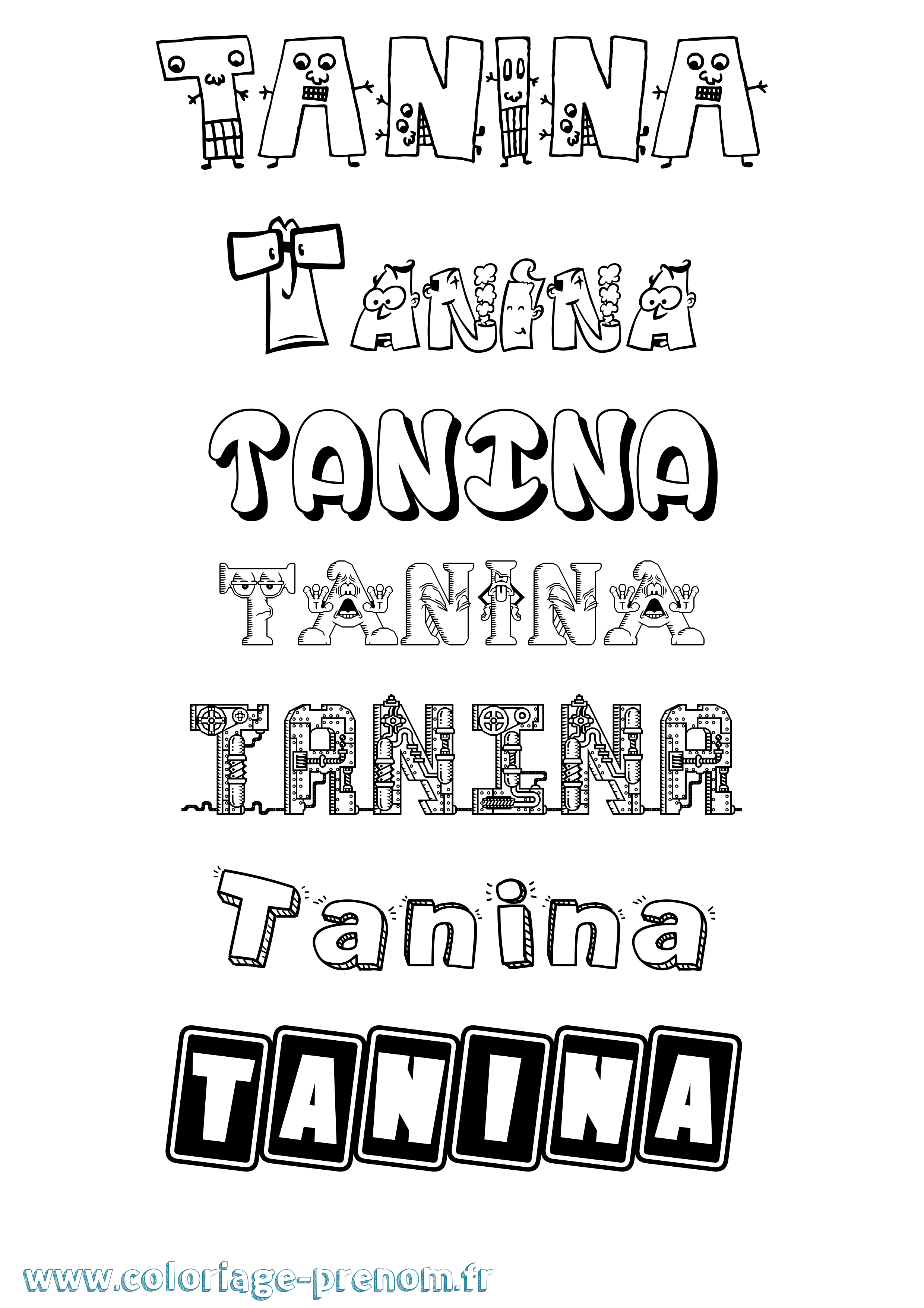 Coloriage prénom Tanina Fun