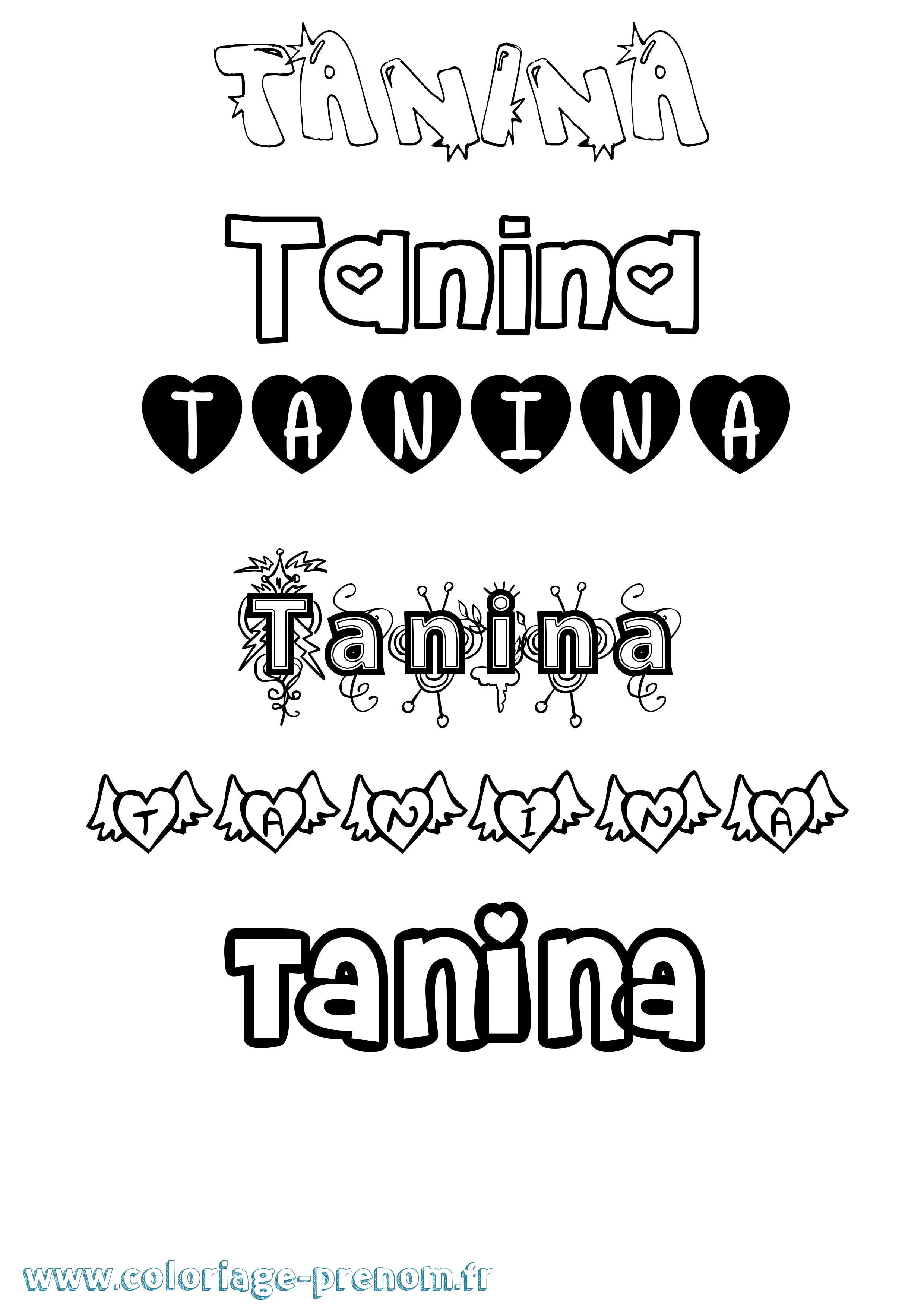 Coloriage prénom Tanina Girly