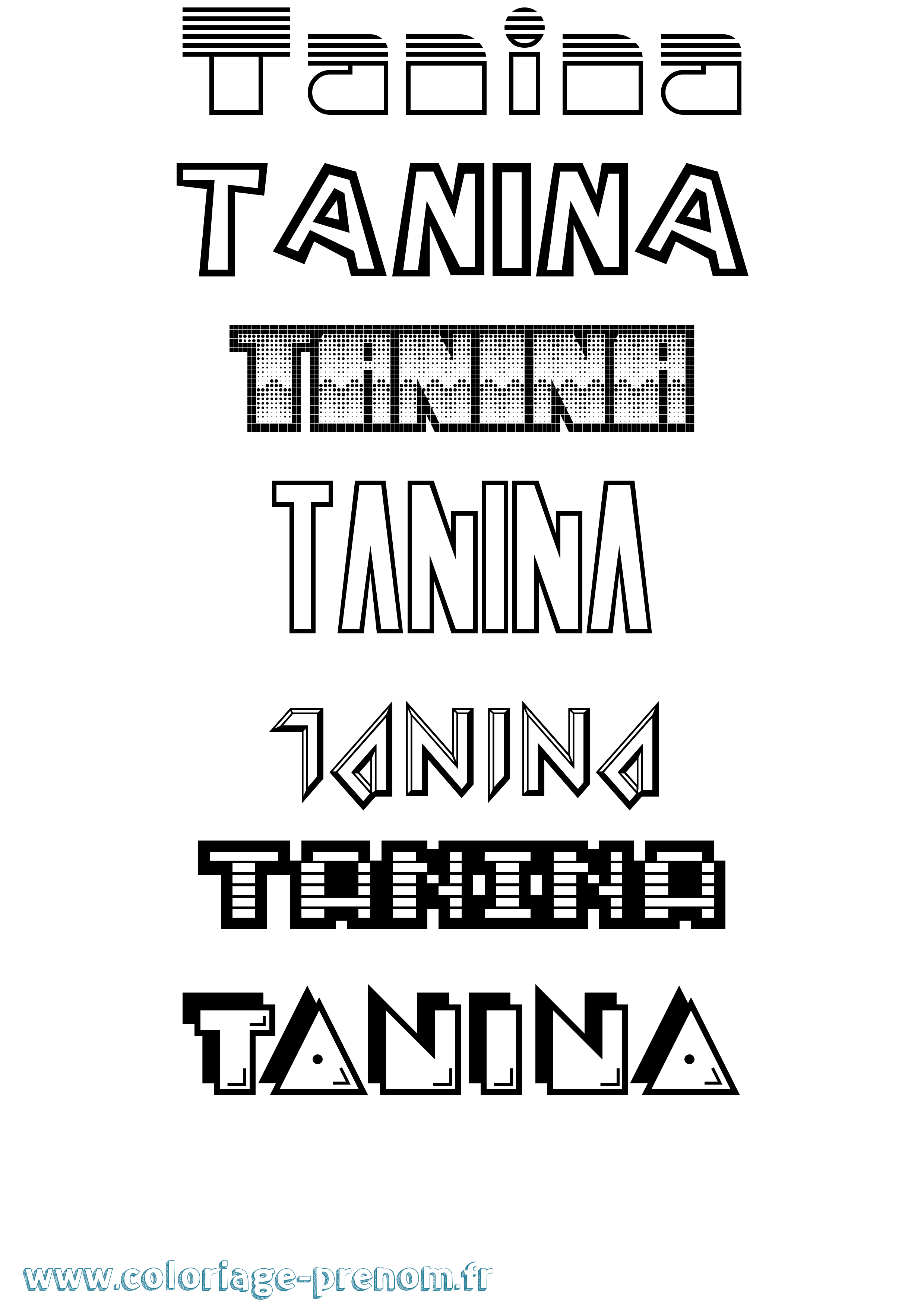 Coloriage prénom Tanina Jeux Vidéos