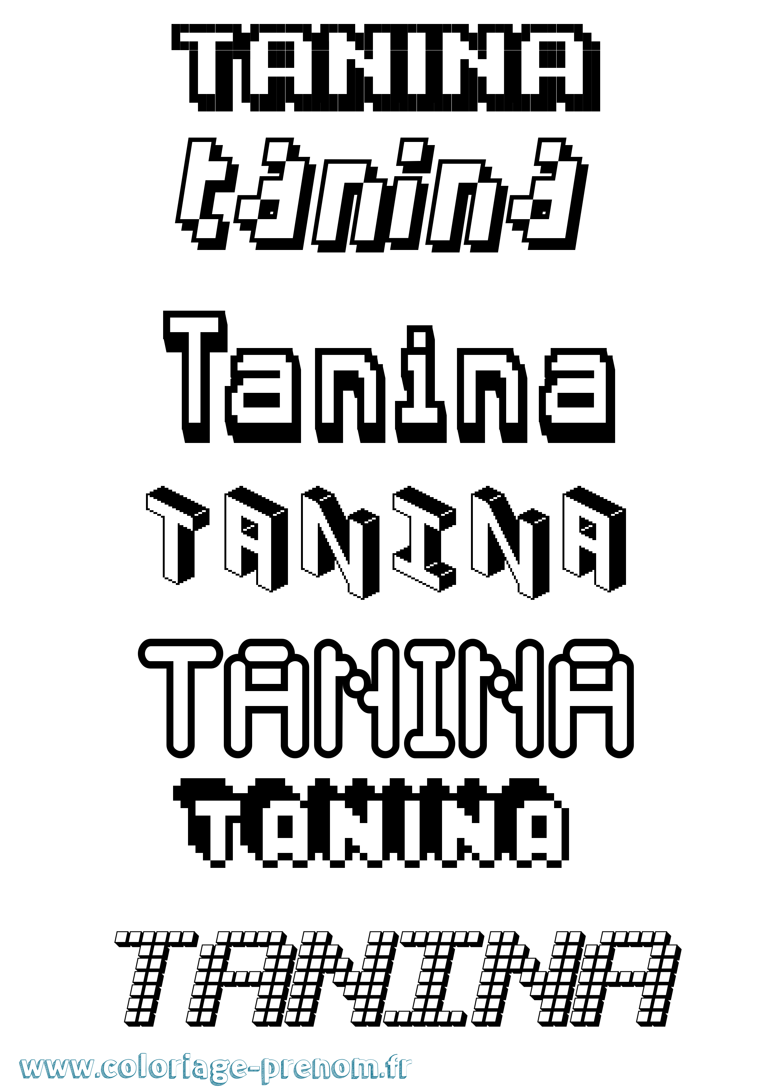 Coloriage prénom Tanina Pixel