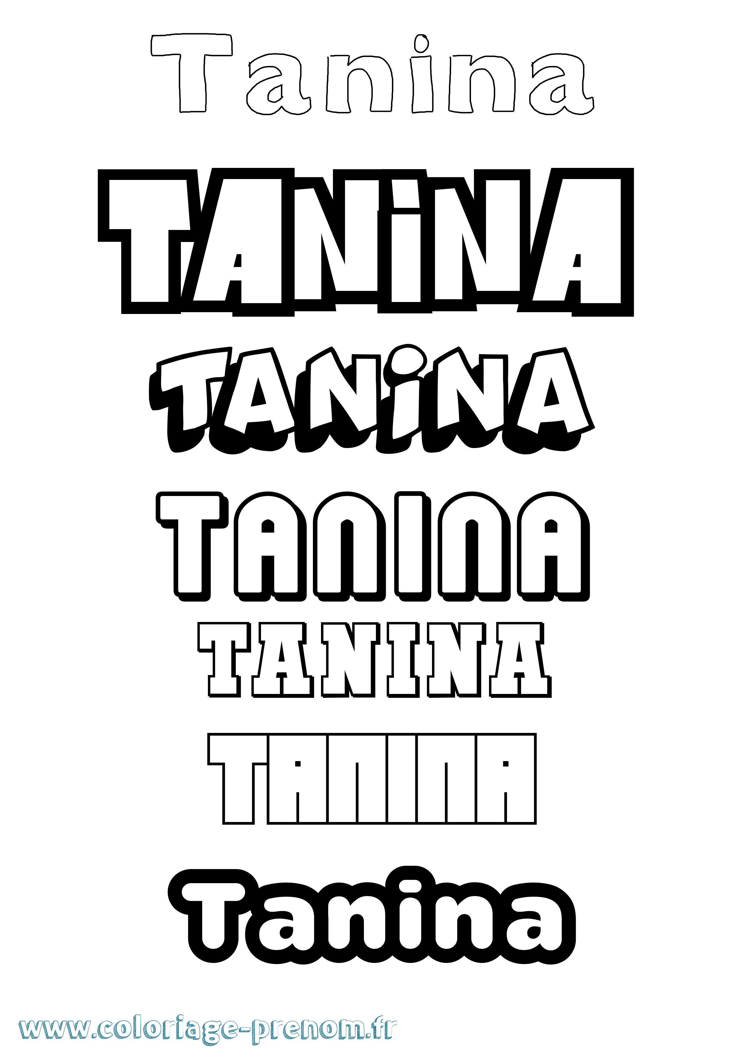 Coloriage prénom Tanina Simple