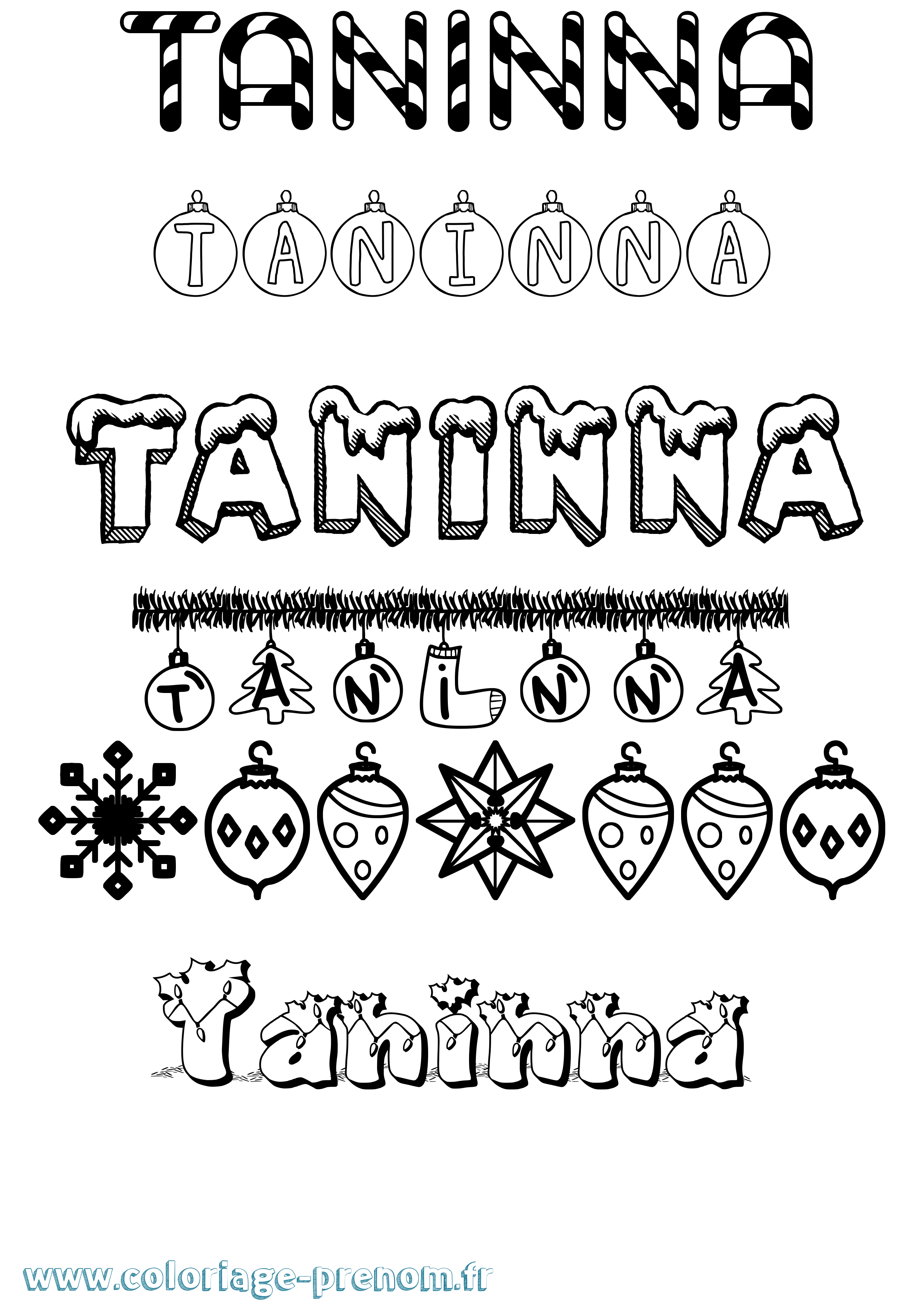 Coloriage prénom Taninna Noël