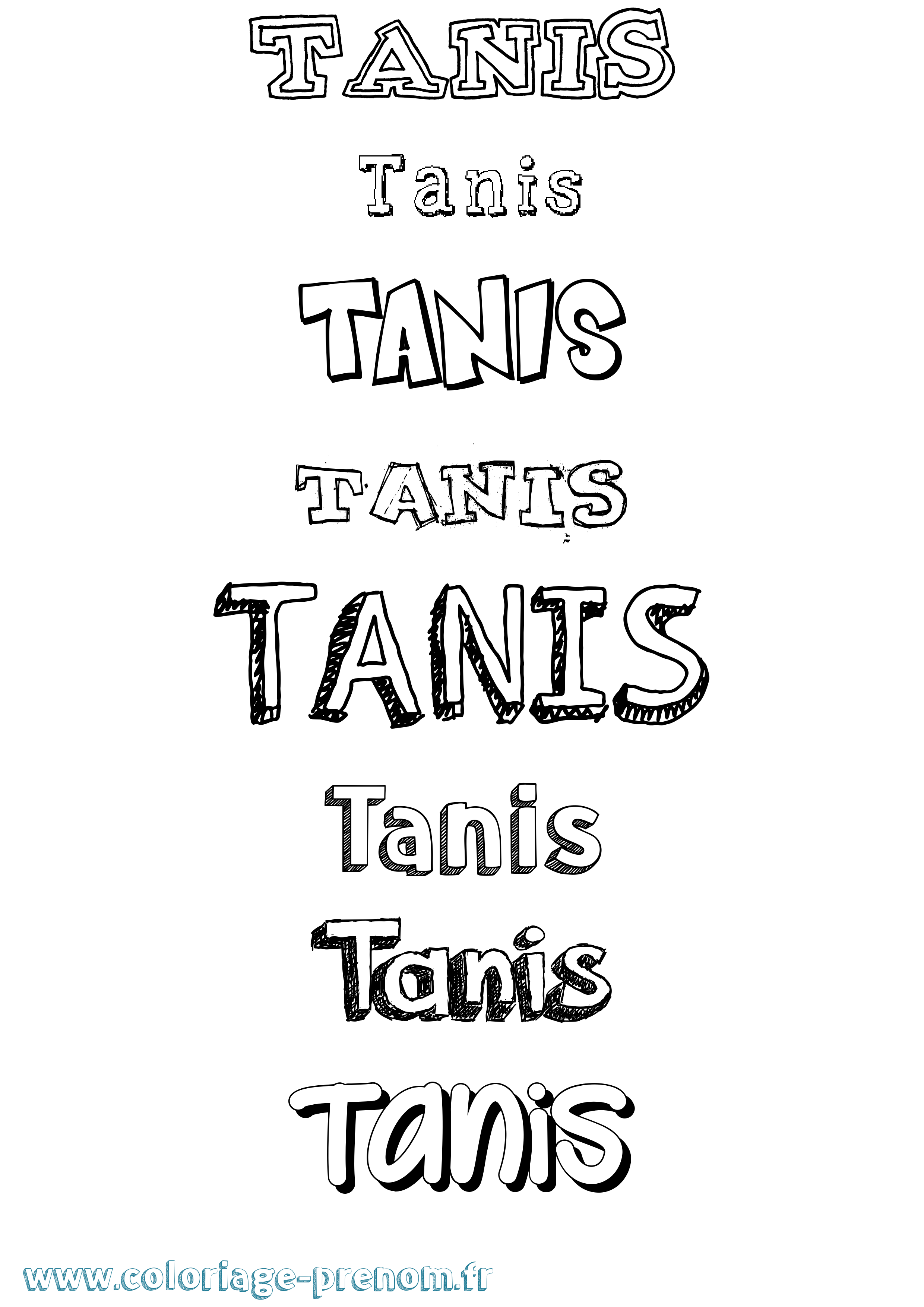 Coloriage Tanis Dessiné Coloriage prénom Tanis Dessiné