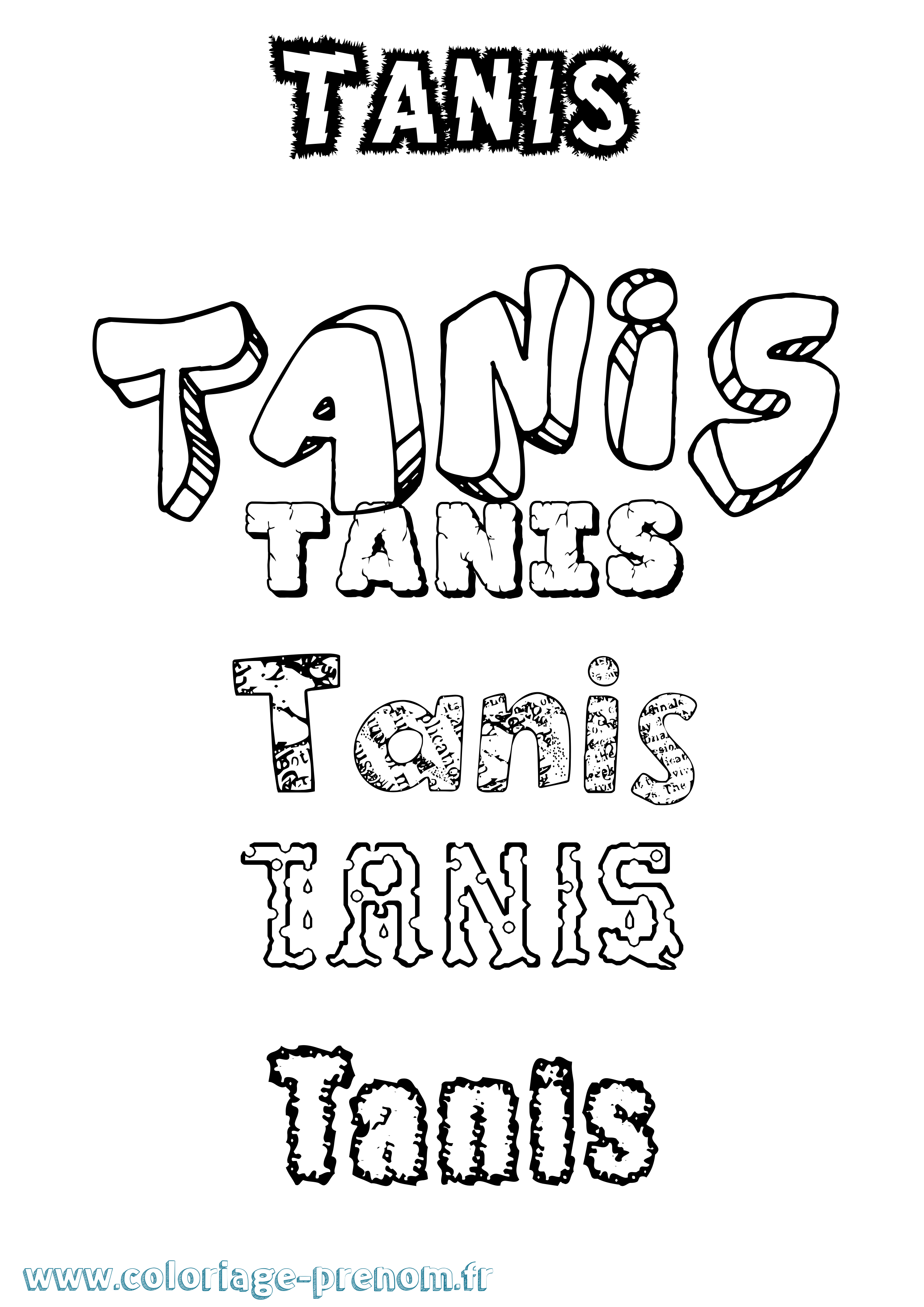 Coloriage prénom Tanis Destructuré