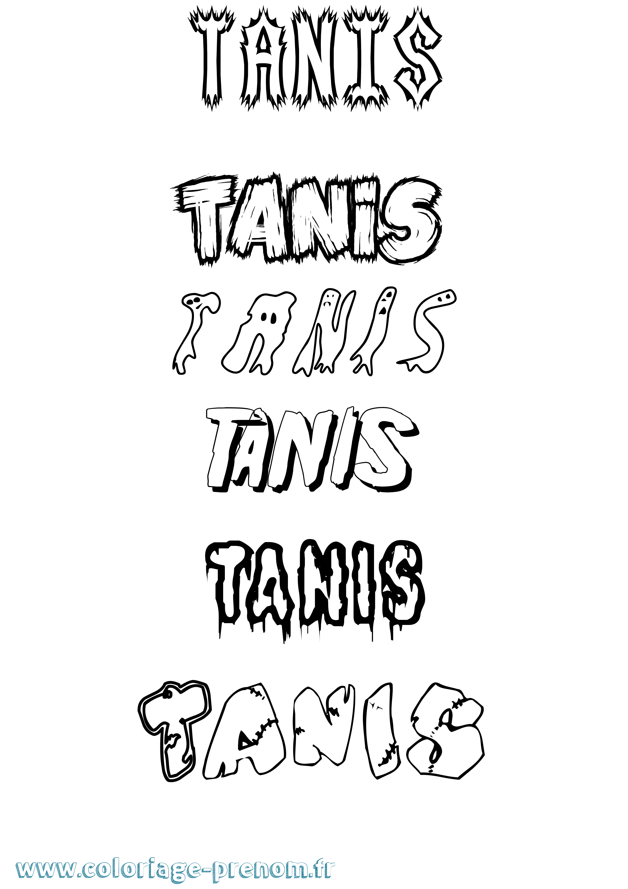 Coloriage Tanis Frisson Coloriage prénom Tanis Frisson