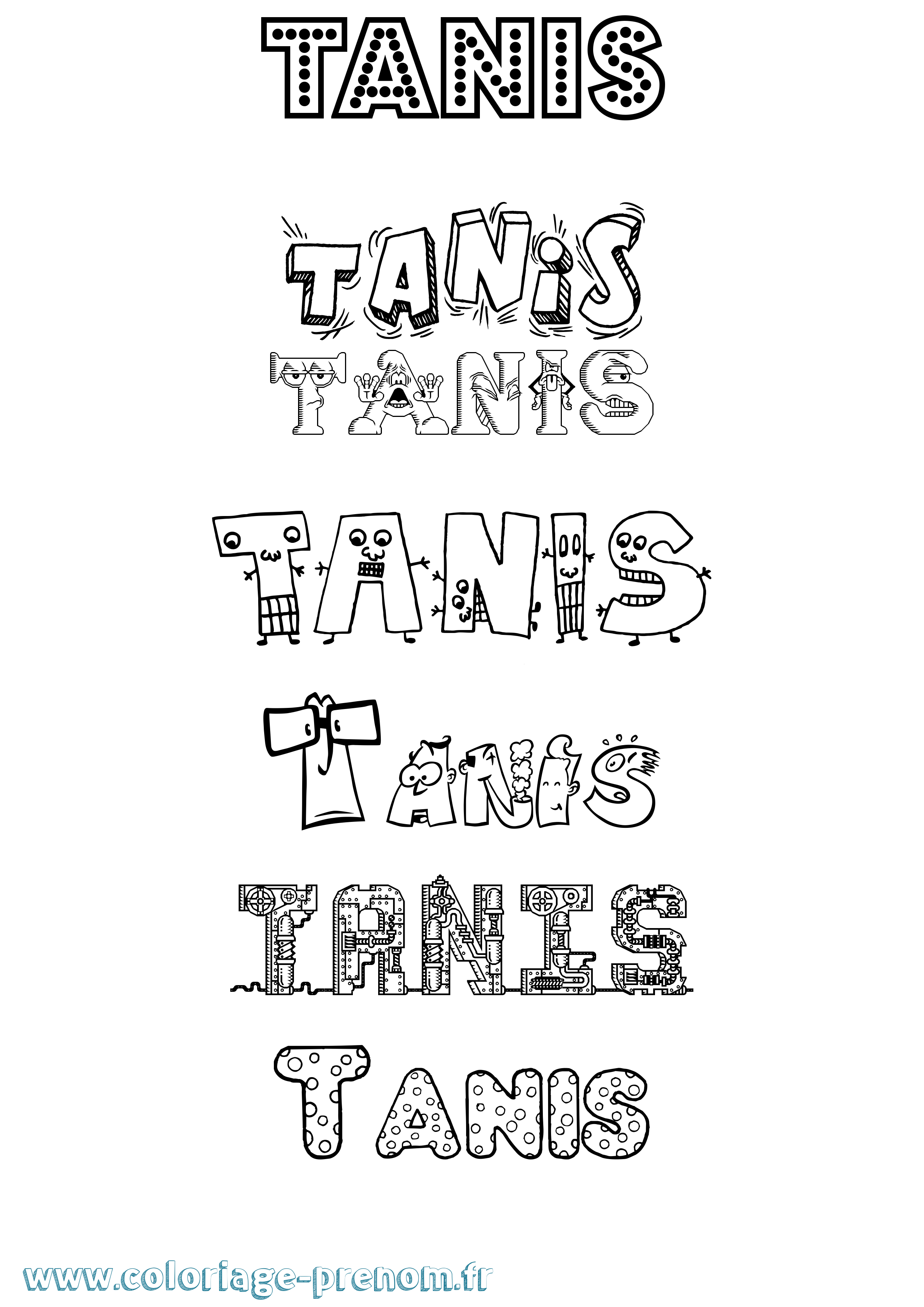 Coloriage prénom Tanis Fun