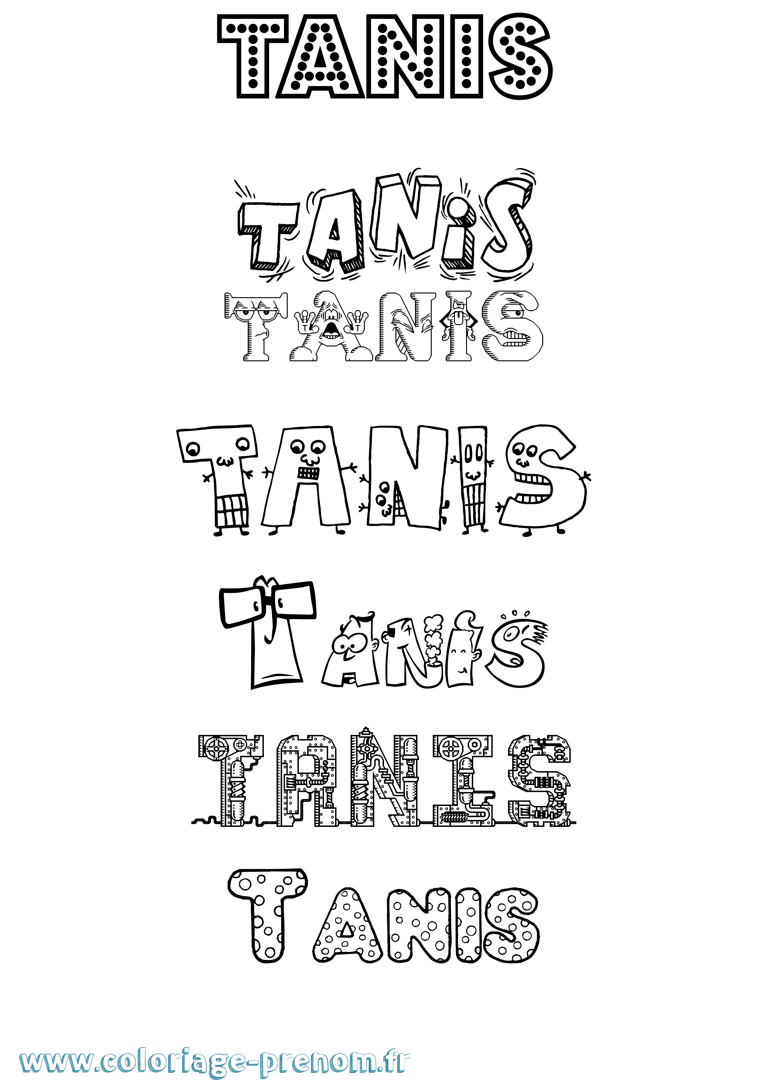 Coloriage Tanis Fun Coloriage prénom Tanis Fun