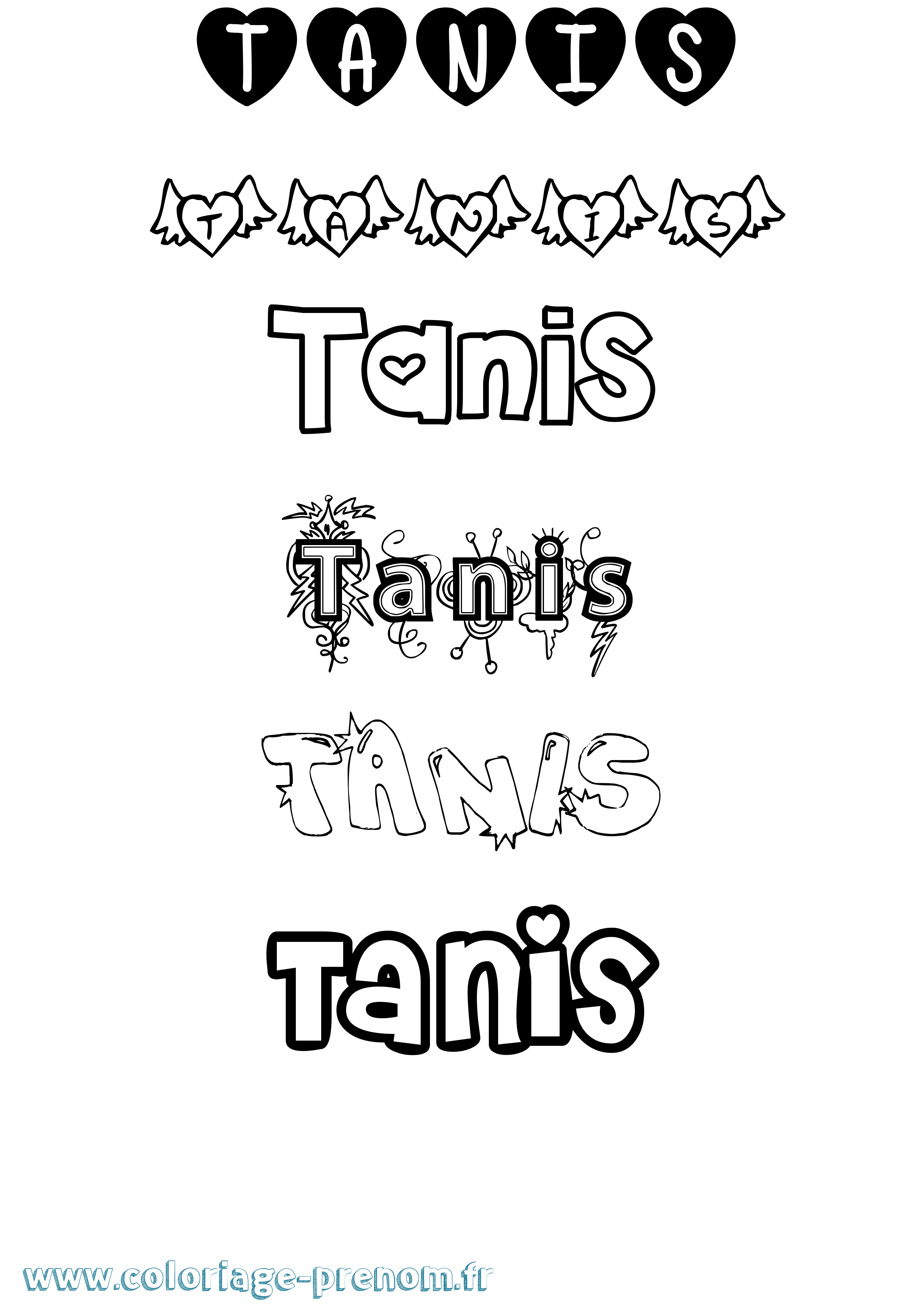 Coloriage Tanis Girly Coloriage prénom Tanis Girly