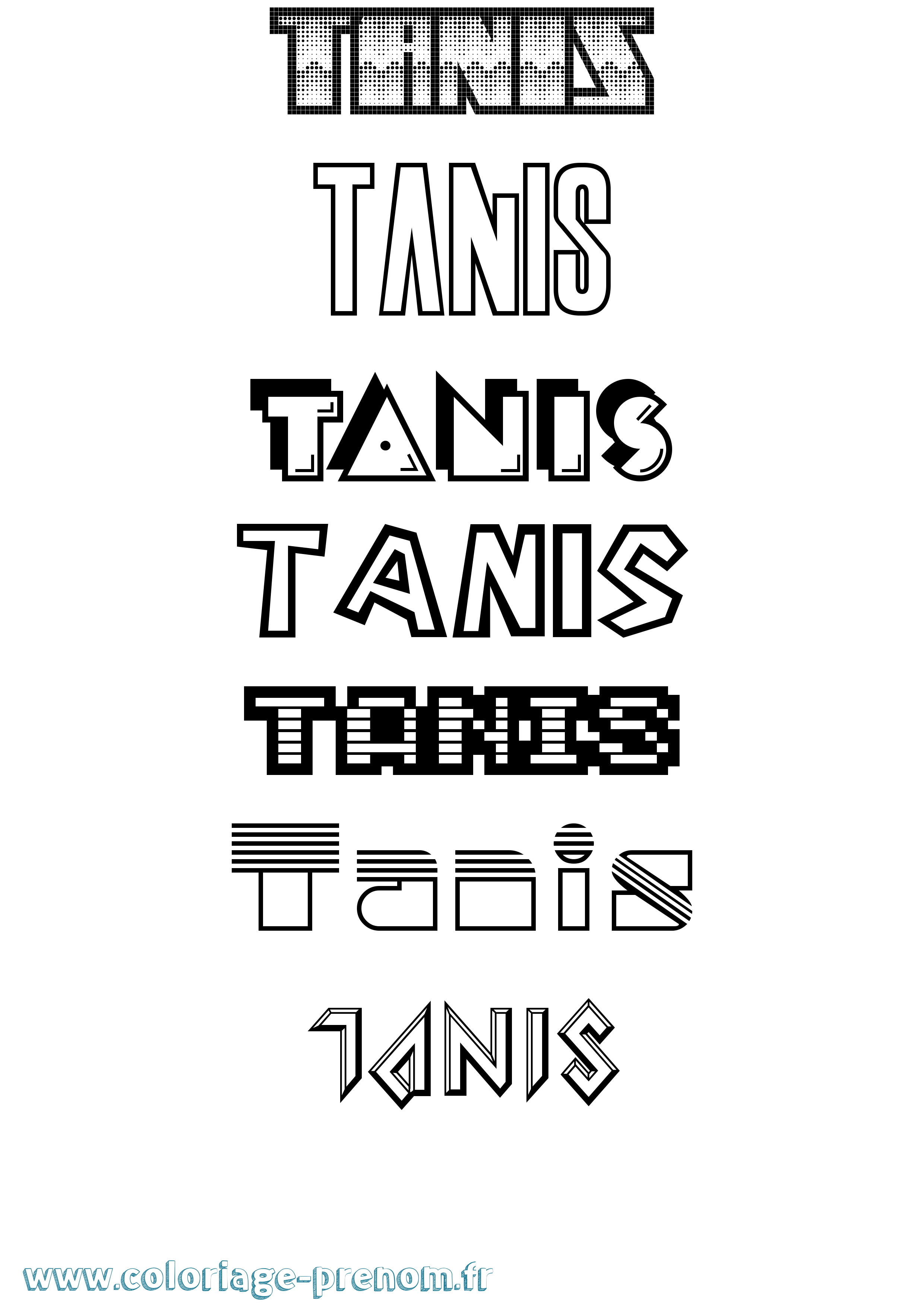 Coloriage Tanis Jeux Vidéos Coloriage prénom Tanis Jeux Vidéos