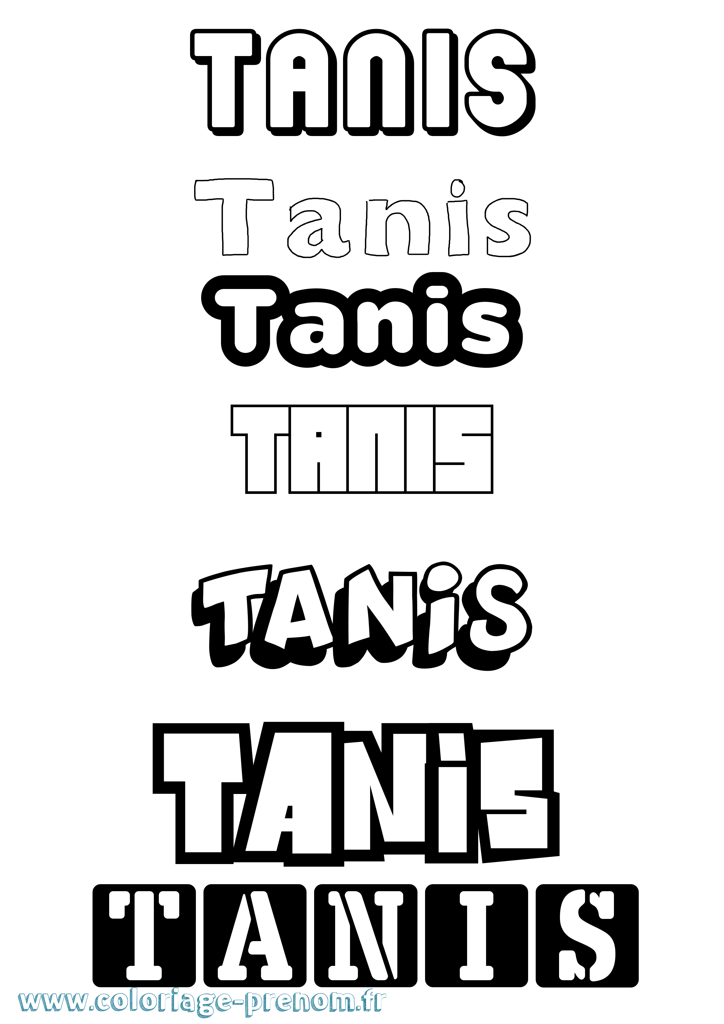 Coloriage Tanis Simple Coloriage prénom Tanis Simple