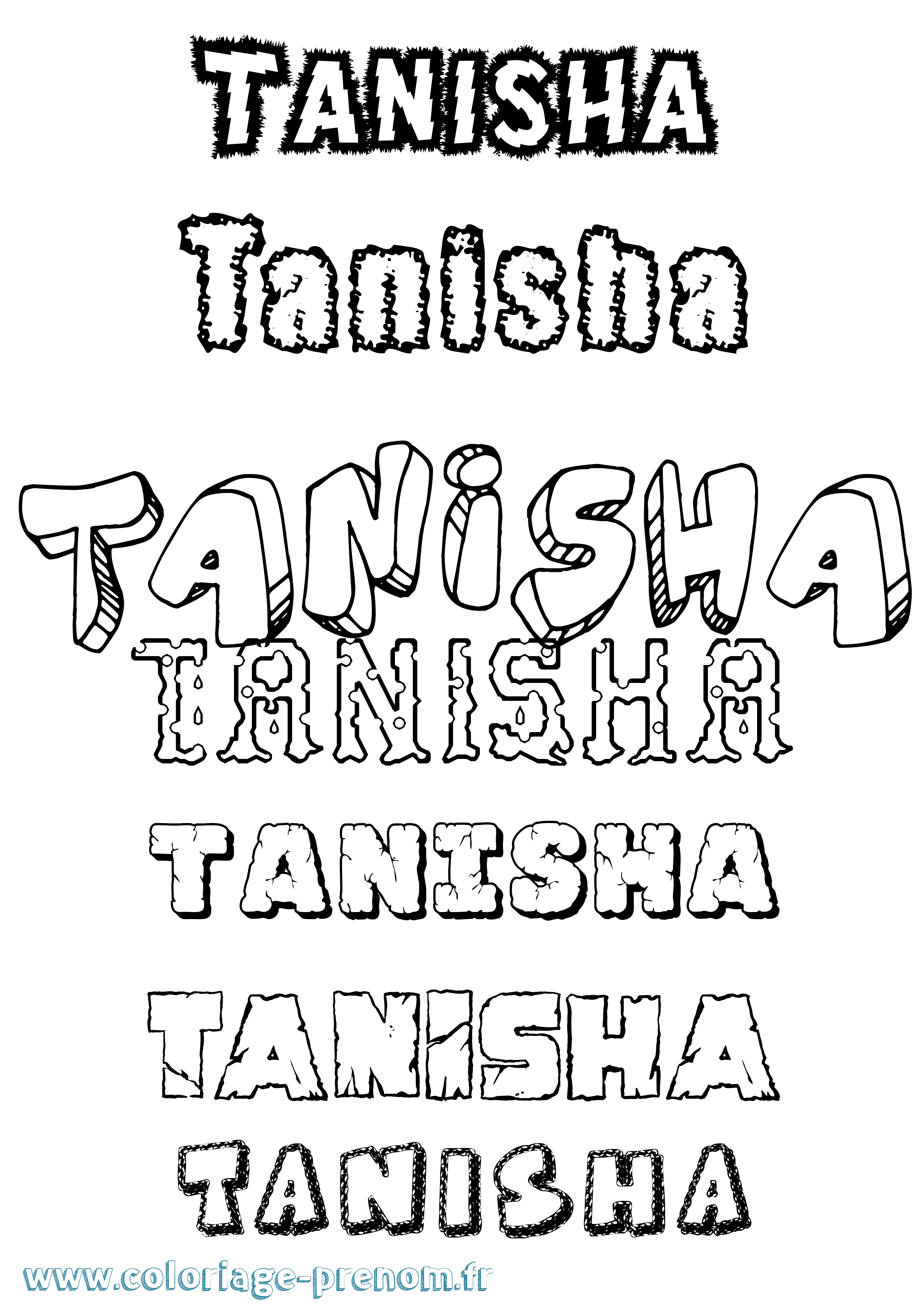 Coloriage prénom Tanisha Destructuré