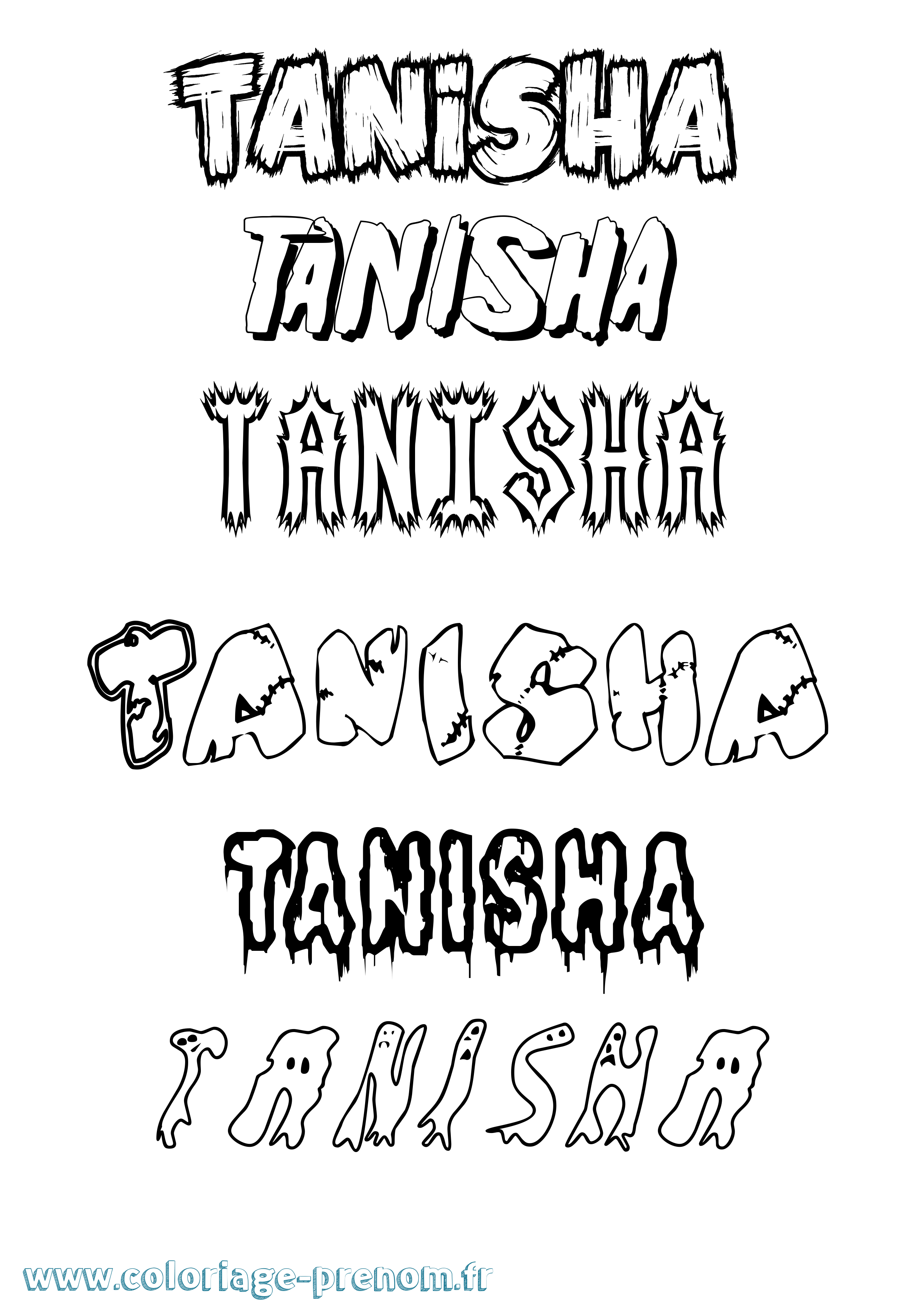 Coloriage prénom Tanisha Frisson