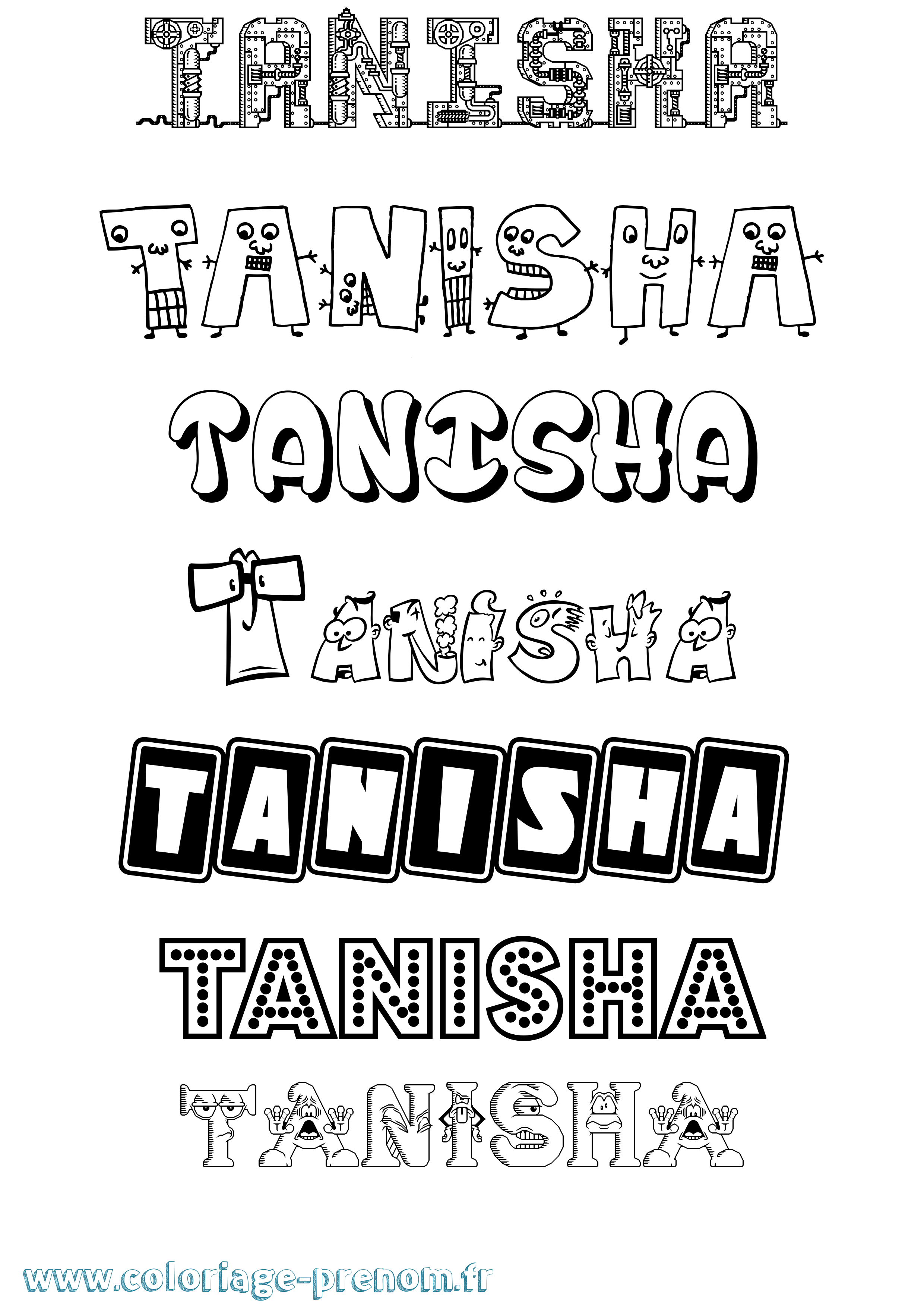 Coloriage prénom Tanisha Fun