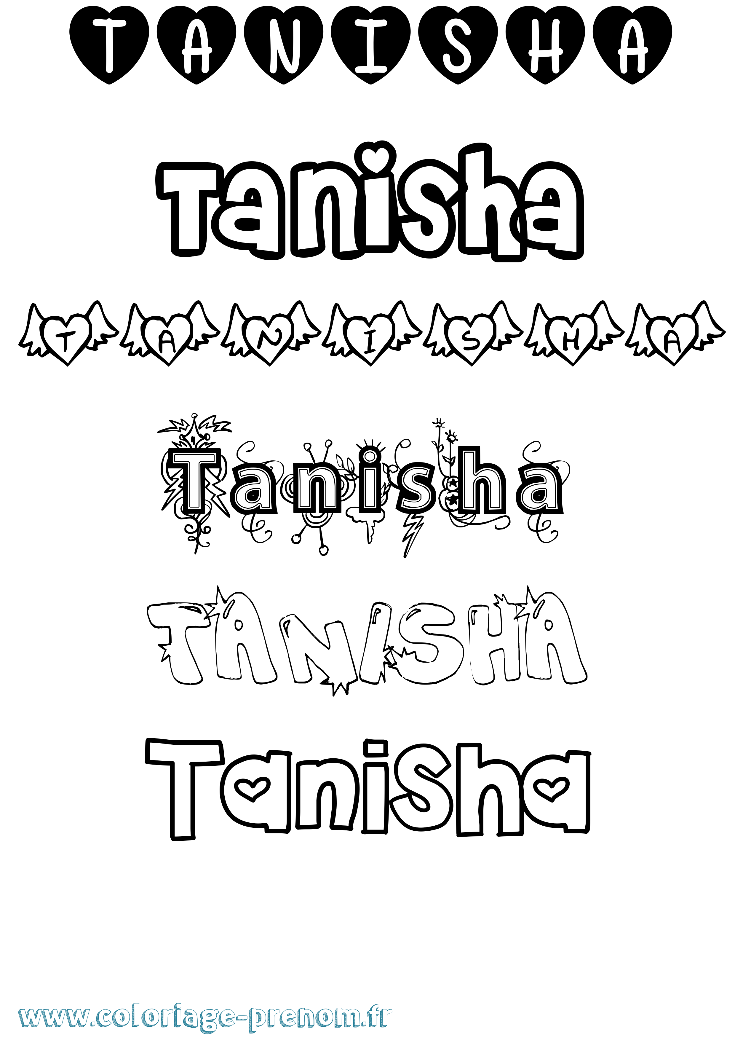 Coloriage prénom Tanisha Girly