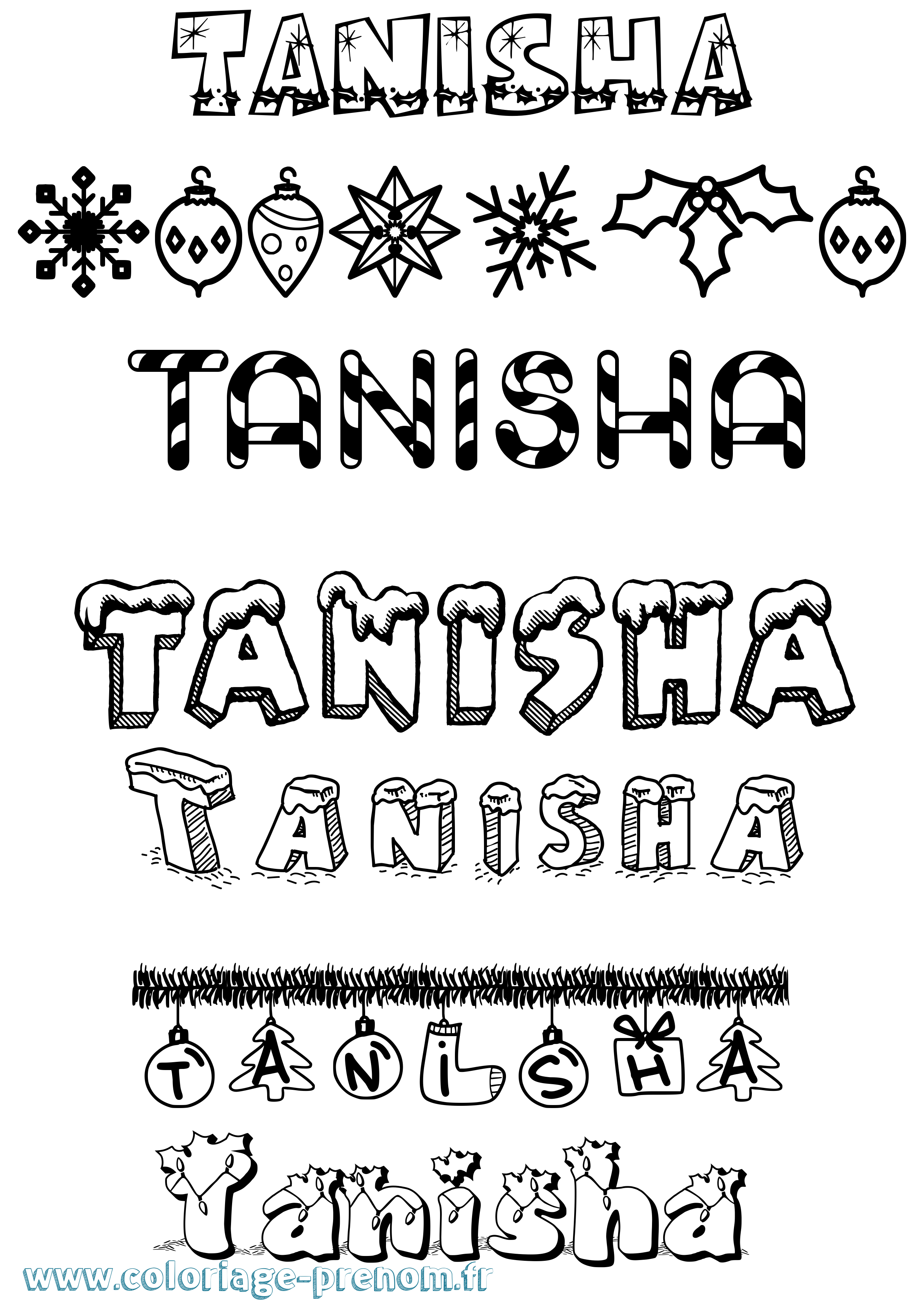 Coloriage prénom Tanisha Noël