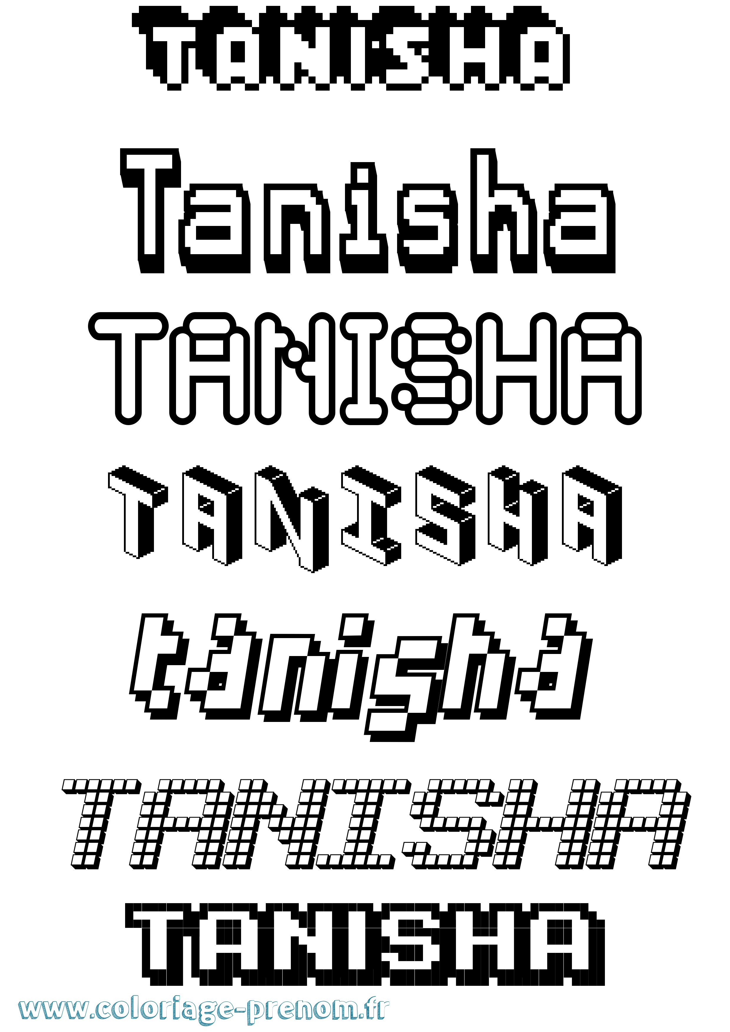 Coloriage prénom Tanisha Pixel
