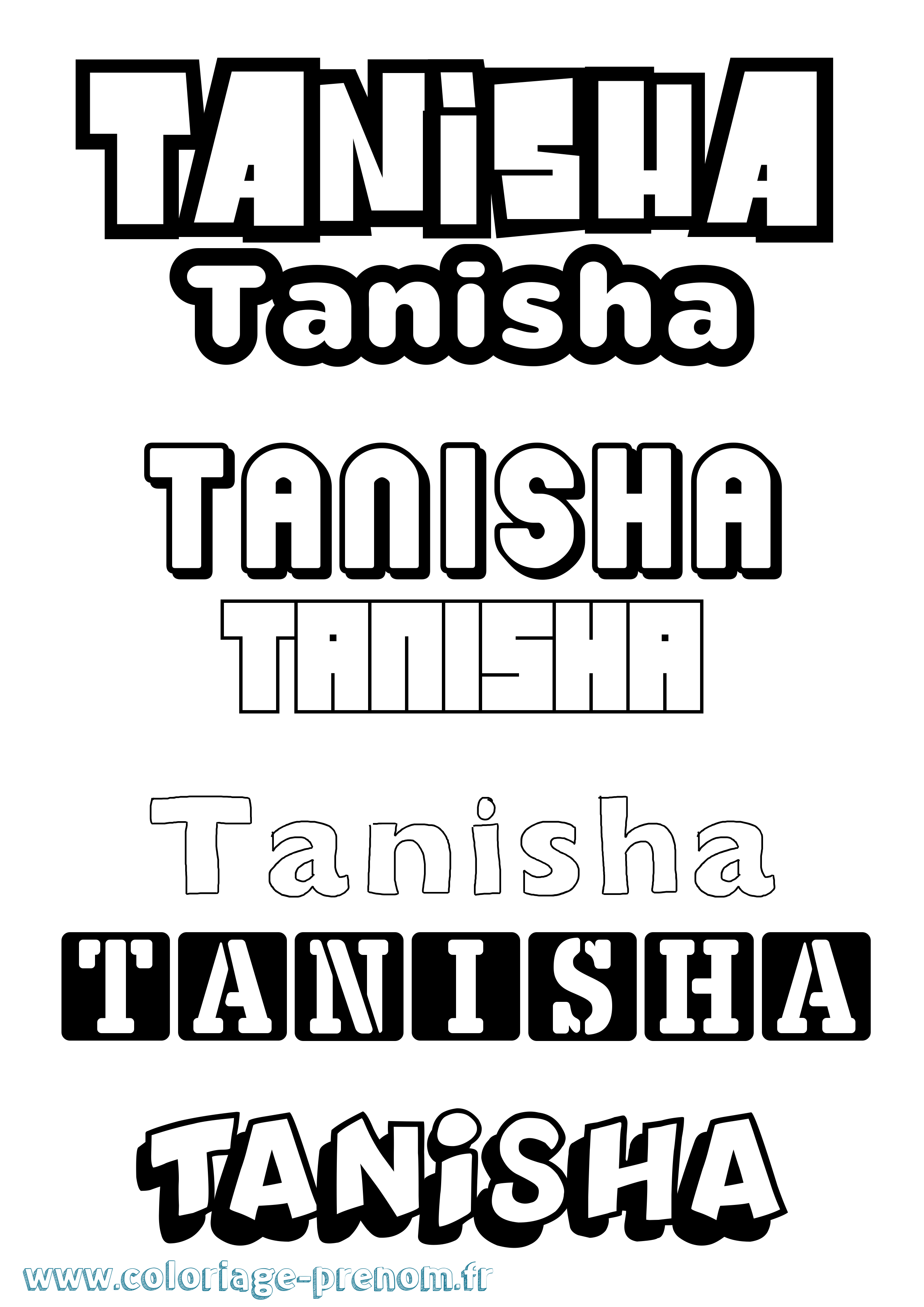 Coloriage prénom Tanisha Simple