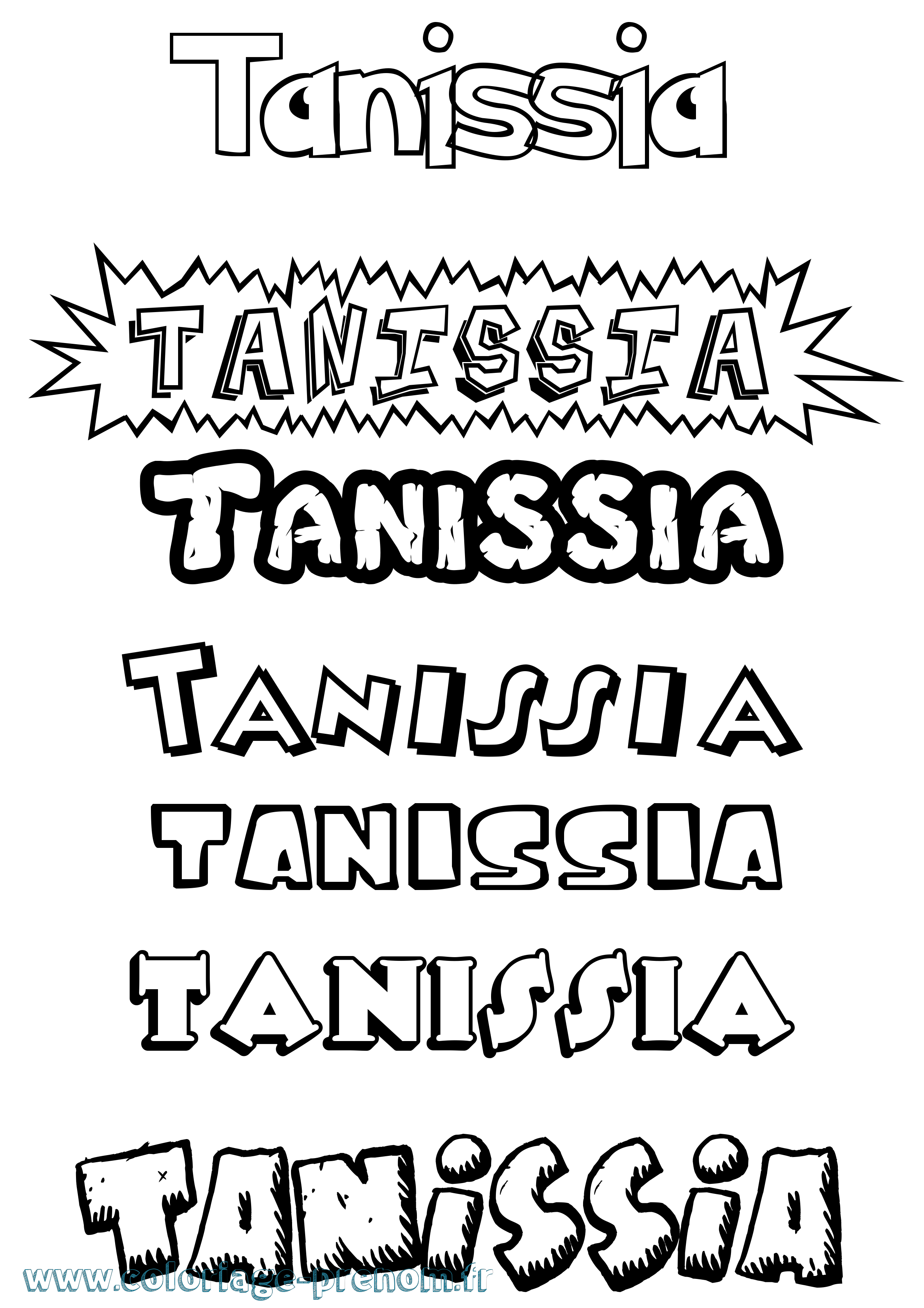 Coloriage prénom Tanissia Dessin Animé
