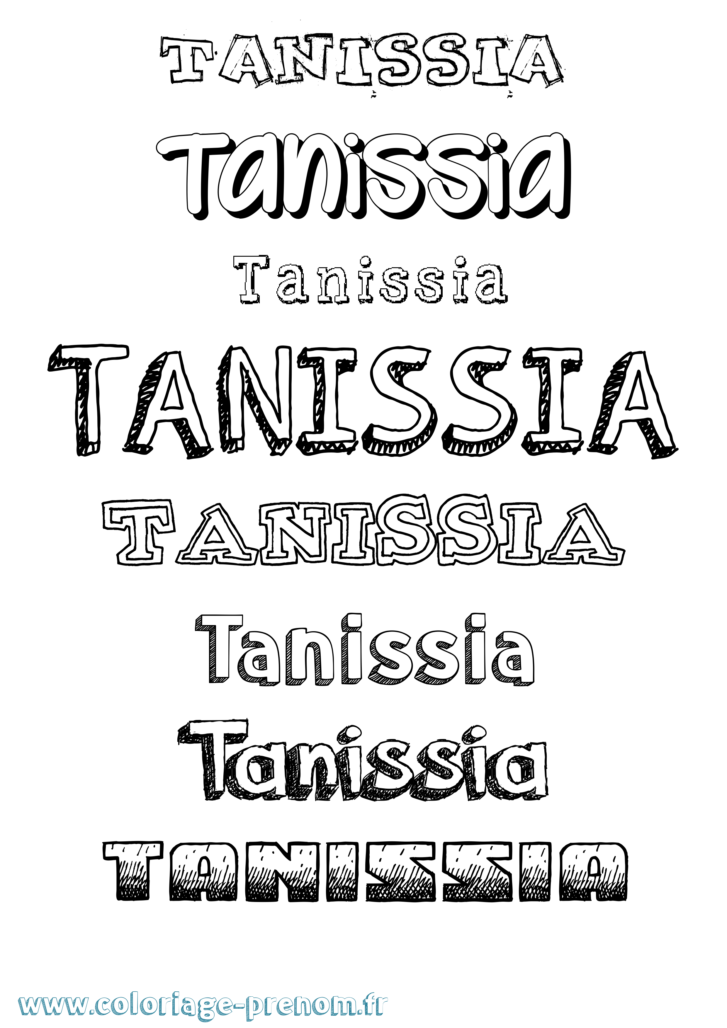 Coloriage prénom Tanissia Dessiné