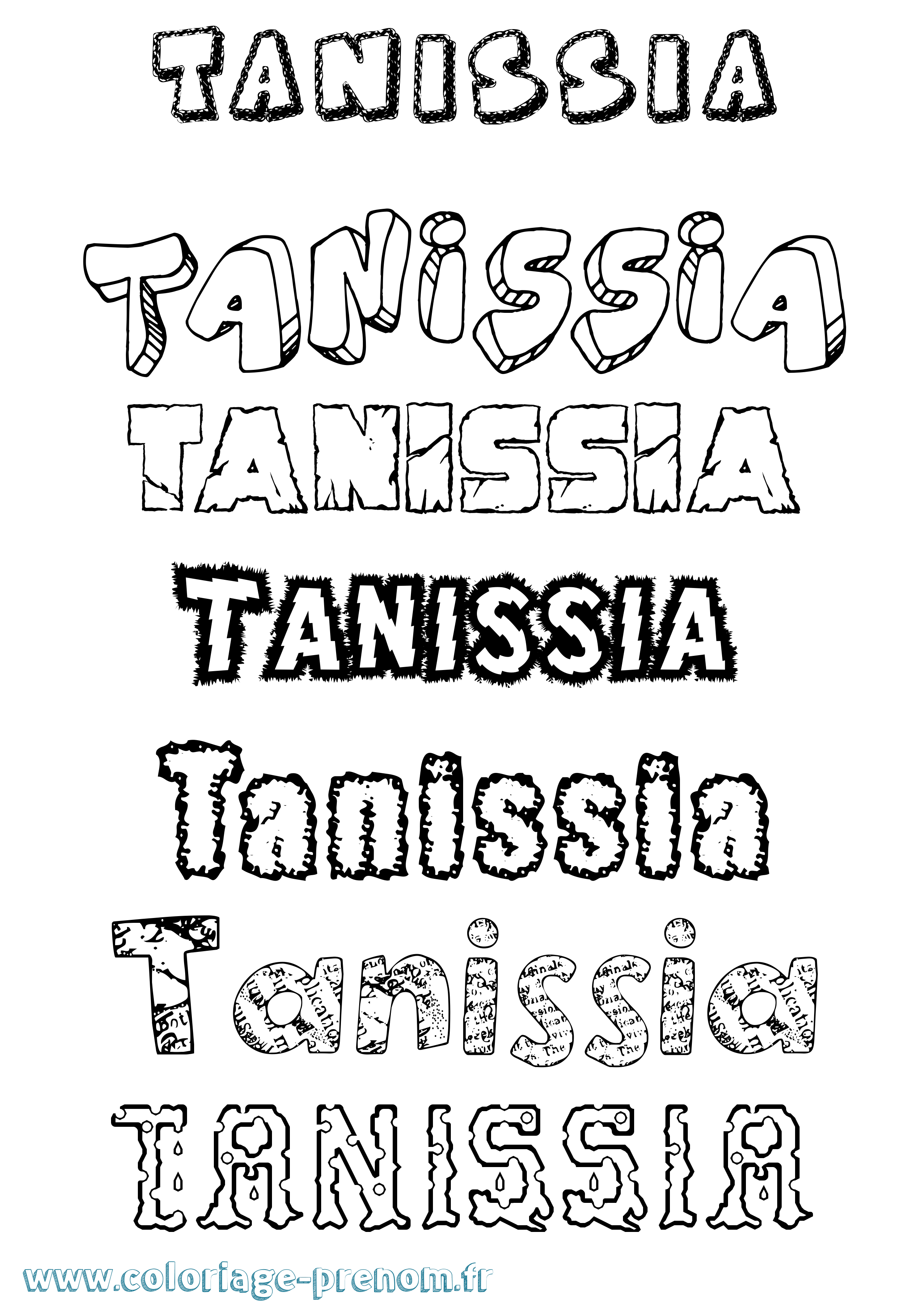 Coloriage prénom Tanissia Destructuré