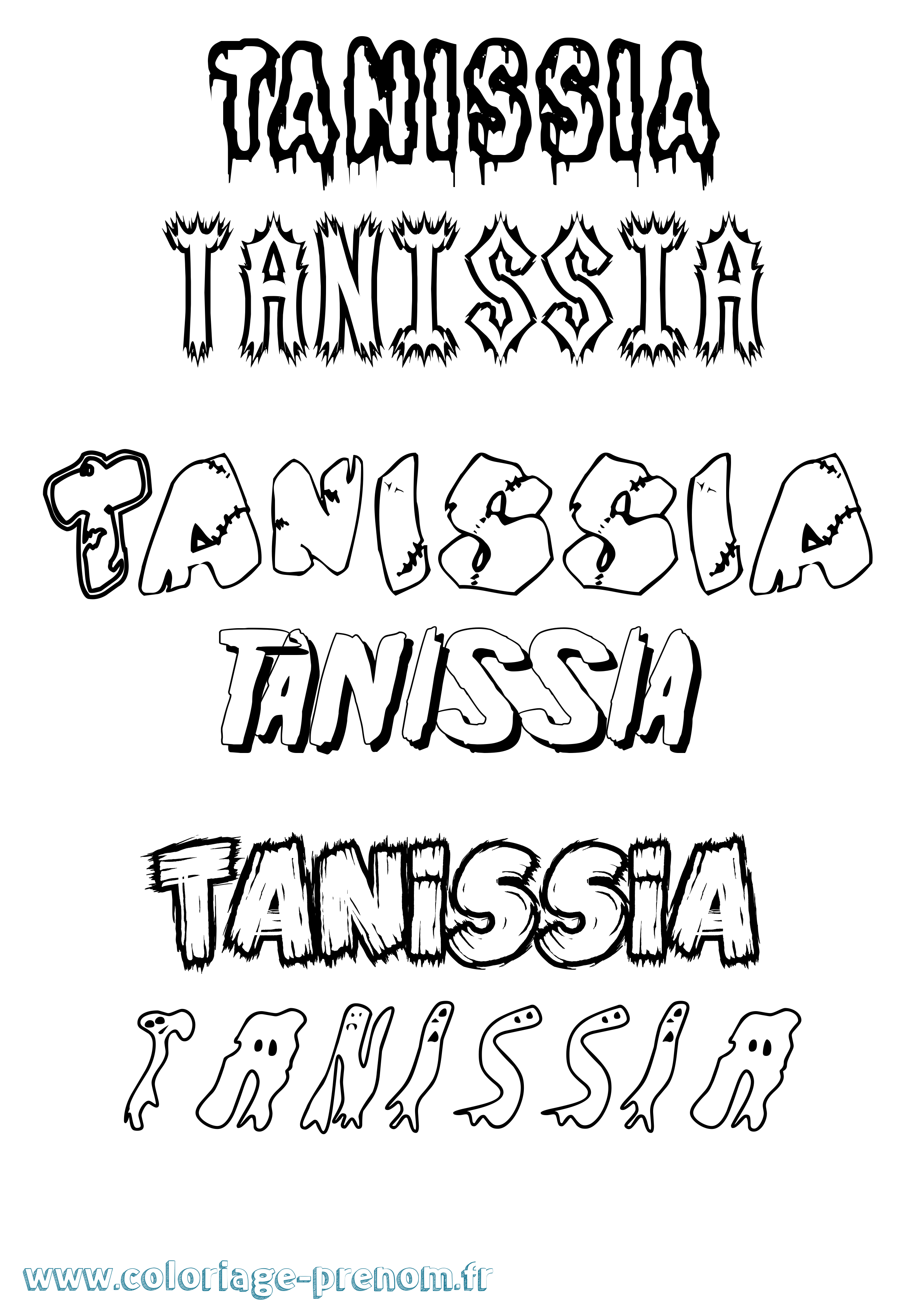 Coloriage prénom Tanissia Frisson