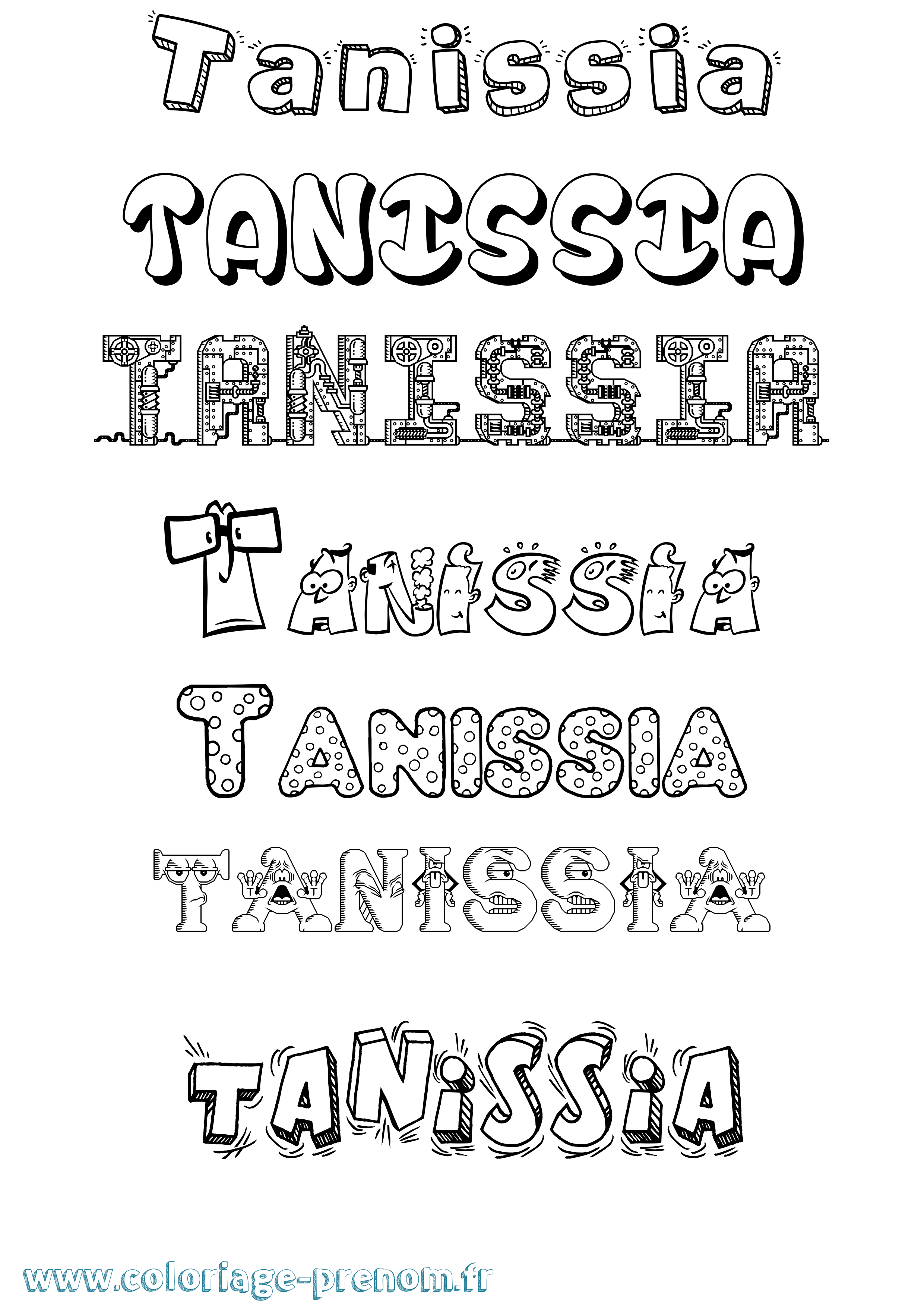 Coloriage prénom Tanissia Fun