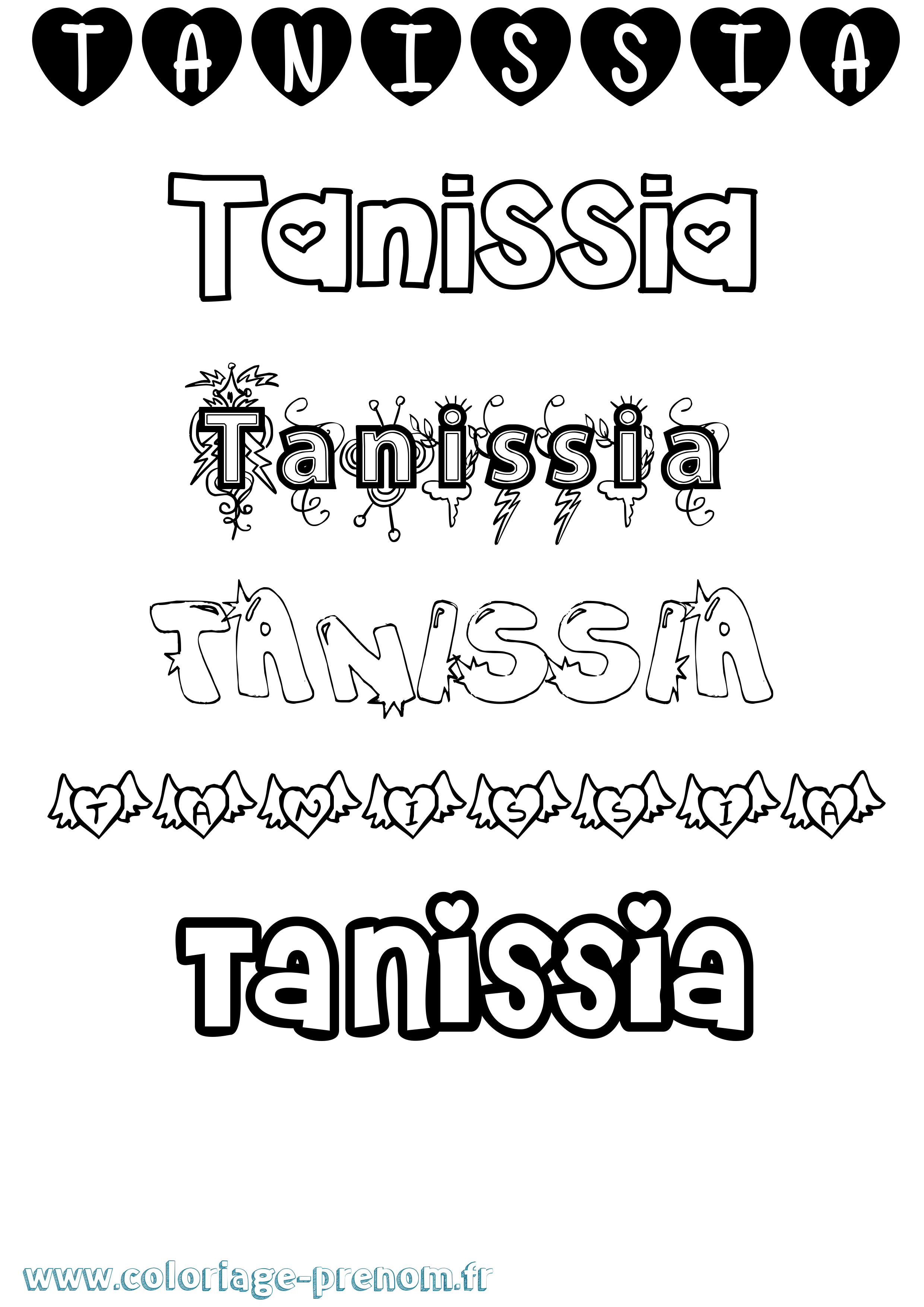 Coloriage prénom Tanissia Girly
